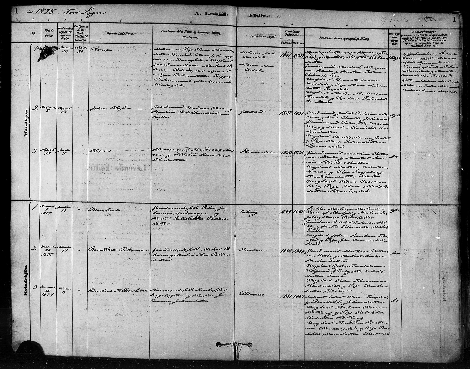 Ministerialprotokoller, klokkerbøker og fødselsregistre - Nord-Trøndelag, SAT/A-1458/746/L0448: Ministerialbok nr. 746A07 /1, 1878-1900, s. 1