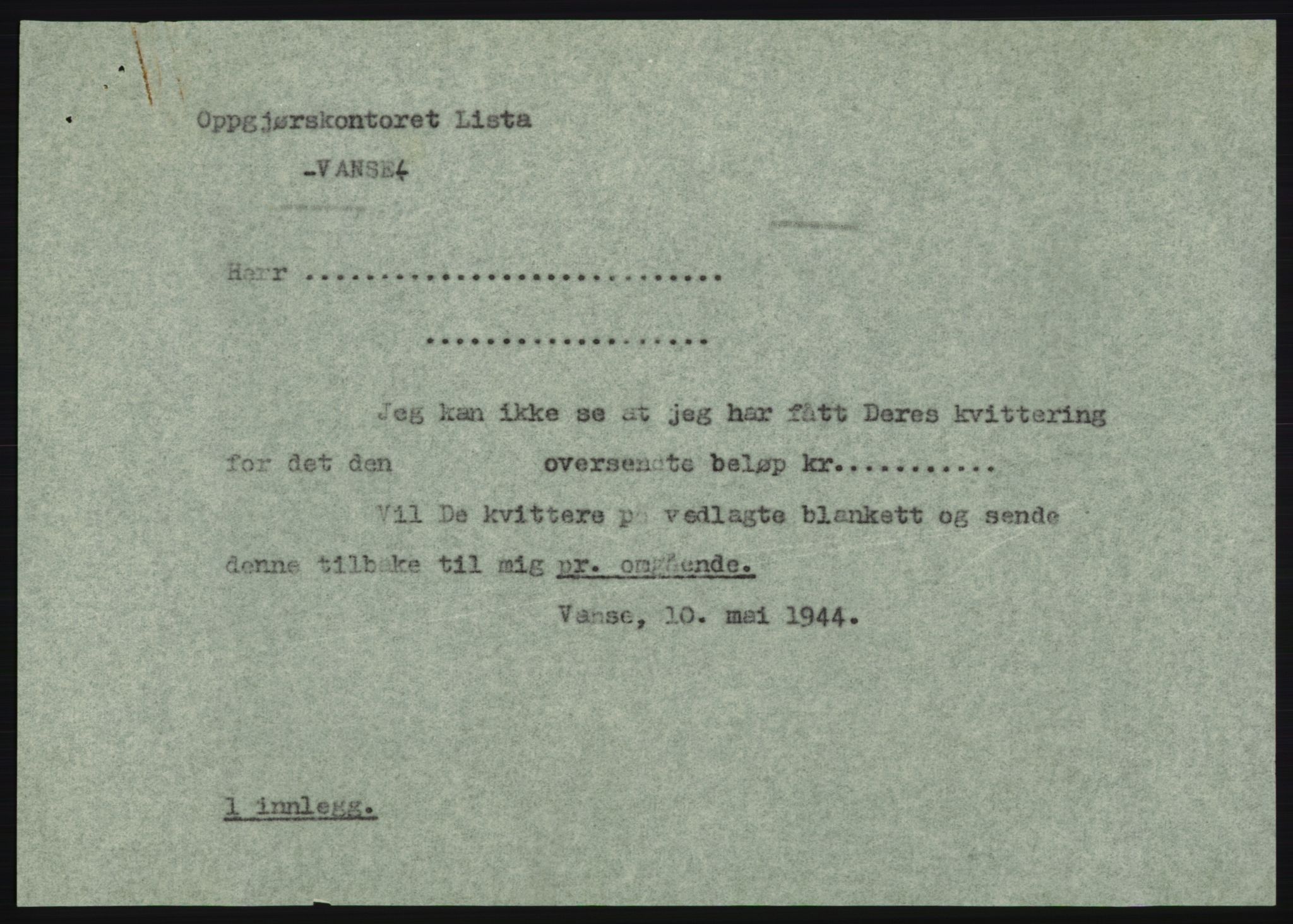 Forsvarsdepartementet, 10. kontor / Oppgjørskontoret, AV/RA-RAFA-1225/D/Db/L0180: Lista oppgjørskontor, 1942-1952, s. 209
