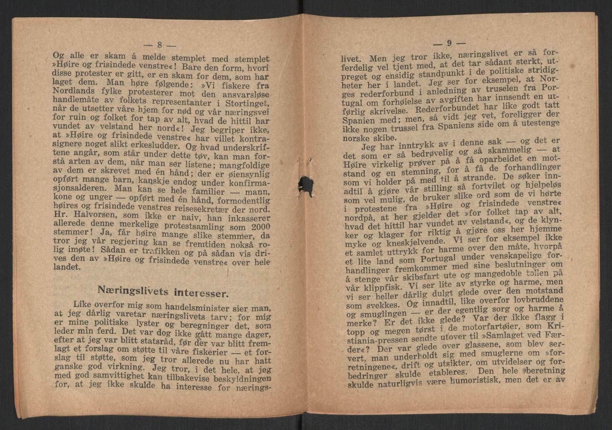 Venstres Hovedorganisasjon, AV/RA-PA-0876/X/L0001: De eldste skrifter, 1860-1936, s. 1048