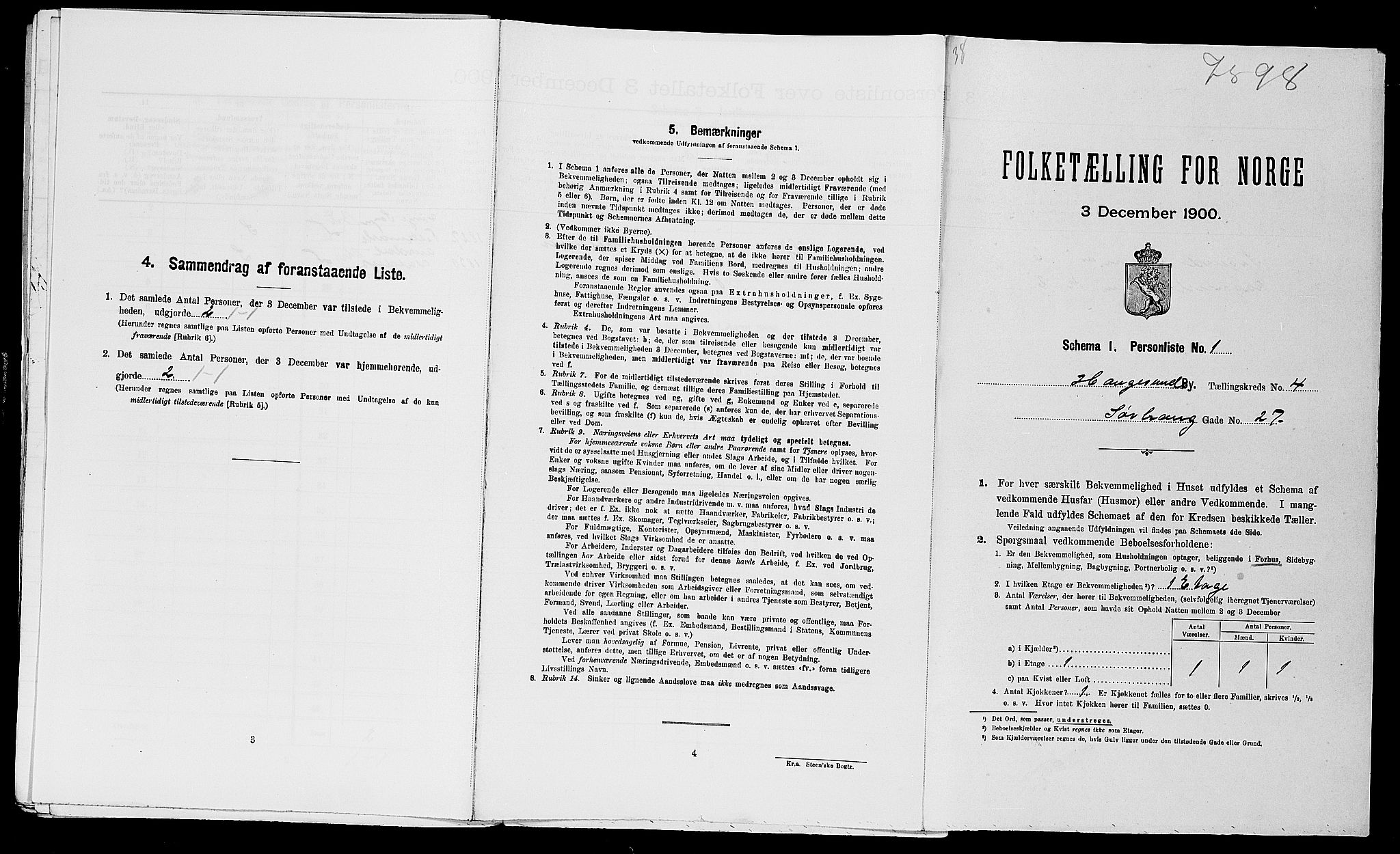 SAST, Folketelling 1900 for 1106 Haugesund kjøpstad, 1900, s. 1088