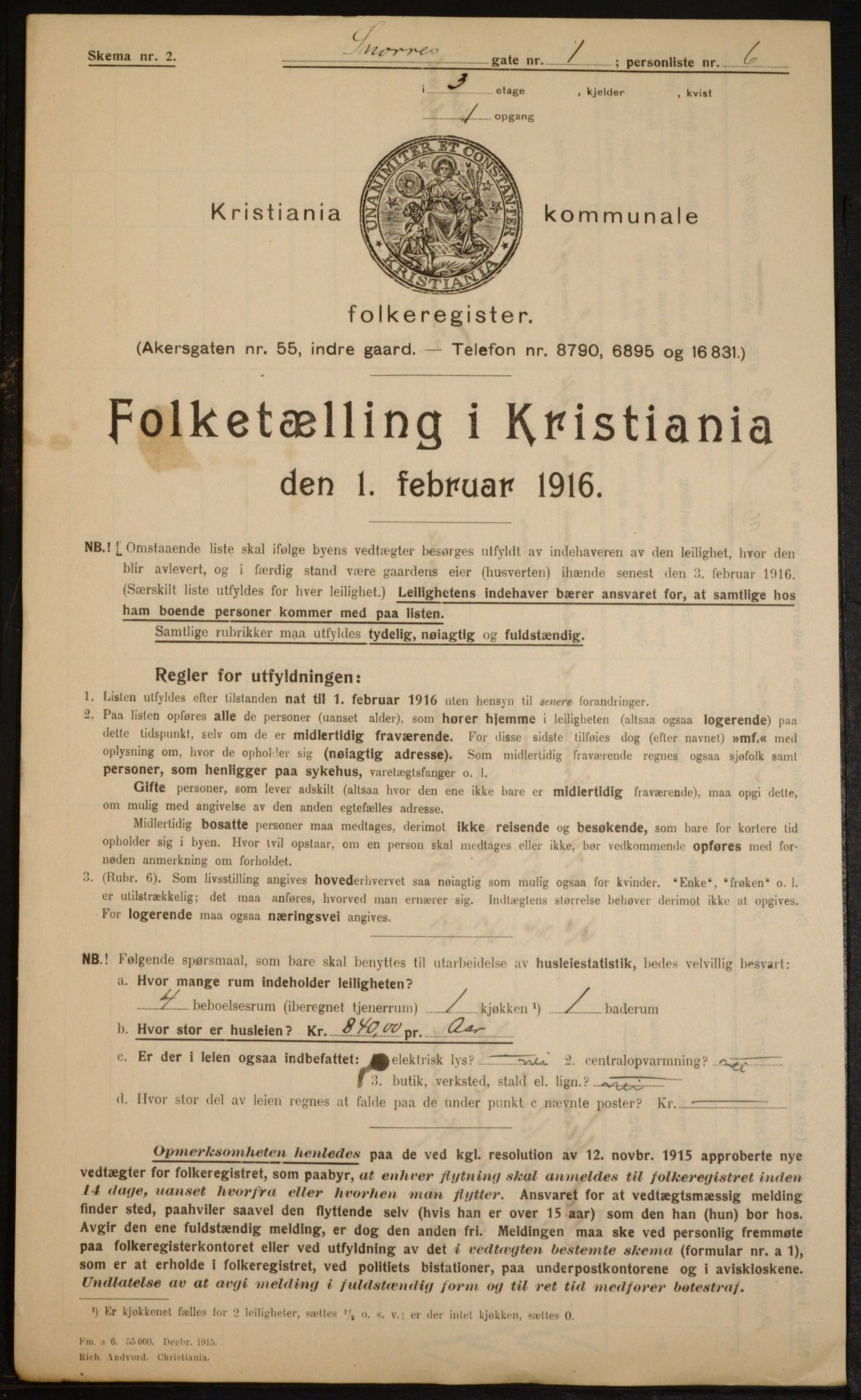 OBA, Kommunal folketelling 1.2.1916 for Kristiania, 1916, s. 100577