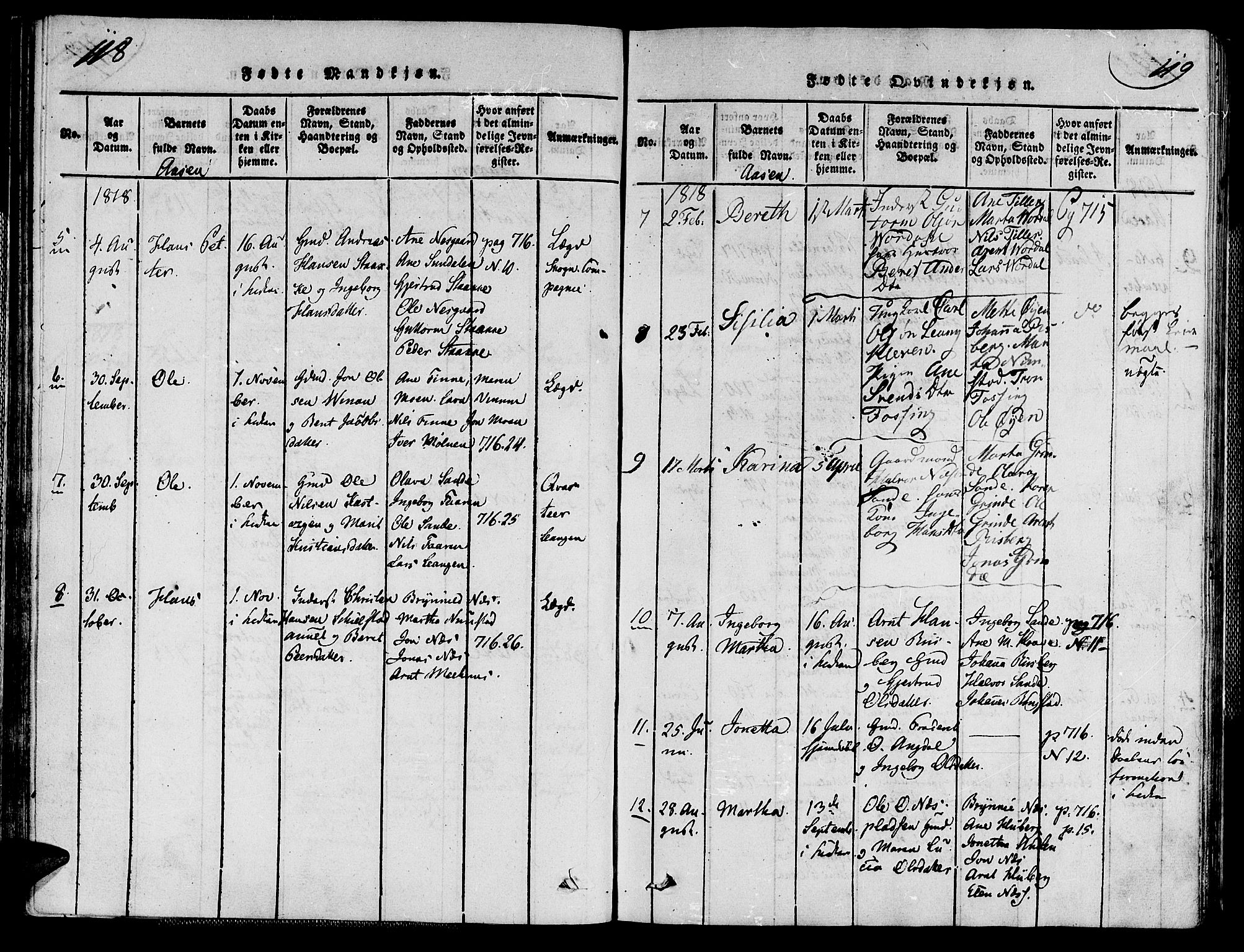 Ministerialprotokoller, klokkerbøker og fødselsregistre - Nord-Trøndelag, SAT/A-1458/713/L0112: Ministerialbok nr. 713A04 /2, 1817-1827, s. 118-119