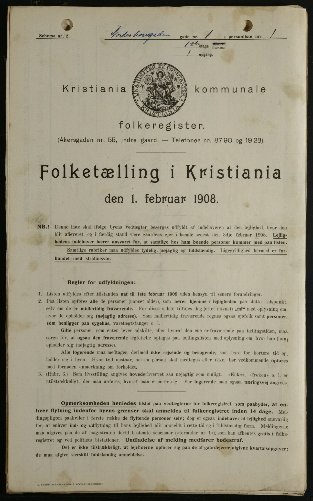 OBA, Kommunal folketelling 1.2.1908 for Kristiania kjøpstad, 1908, s. 65069