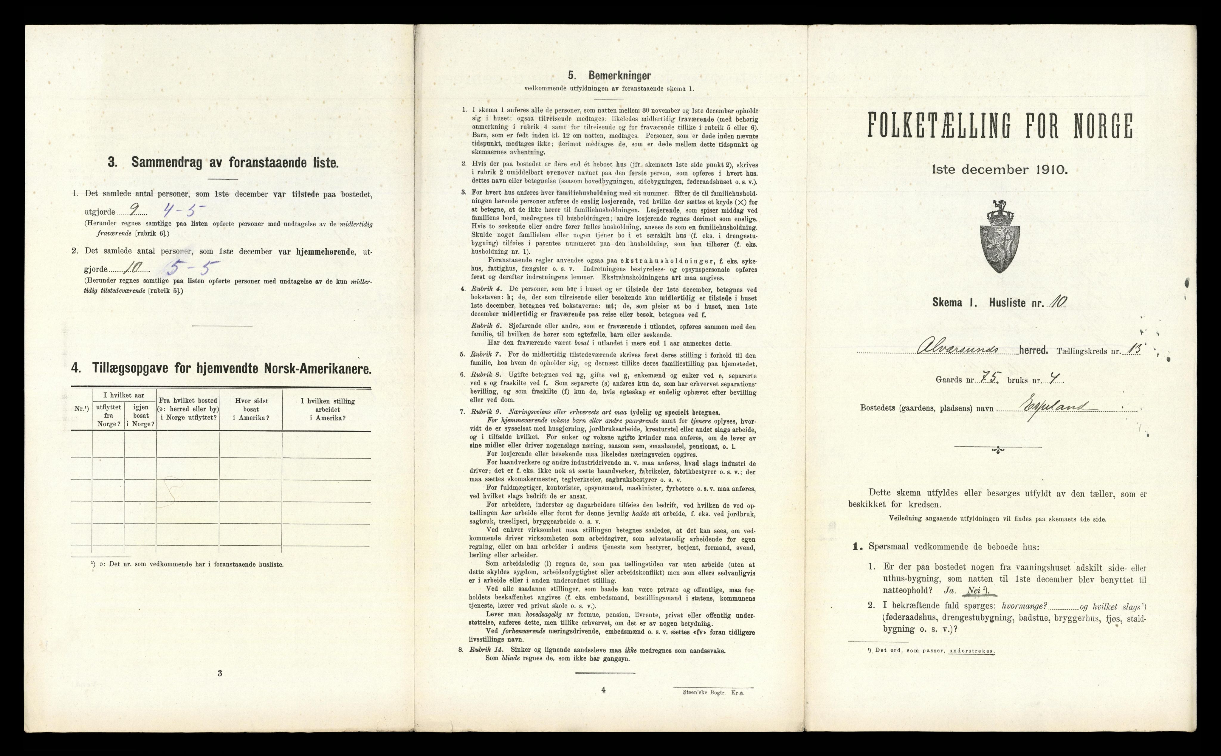 RA, Folketelling 1910 for 1257 Alversund herred, 1910, s. 924
