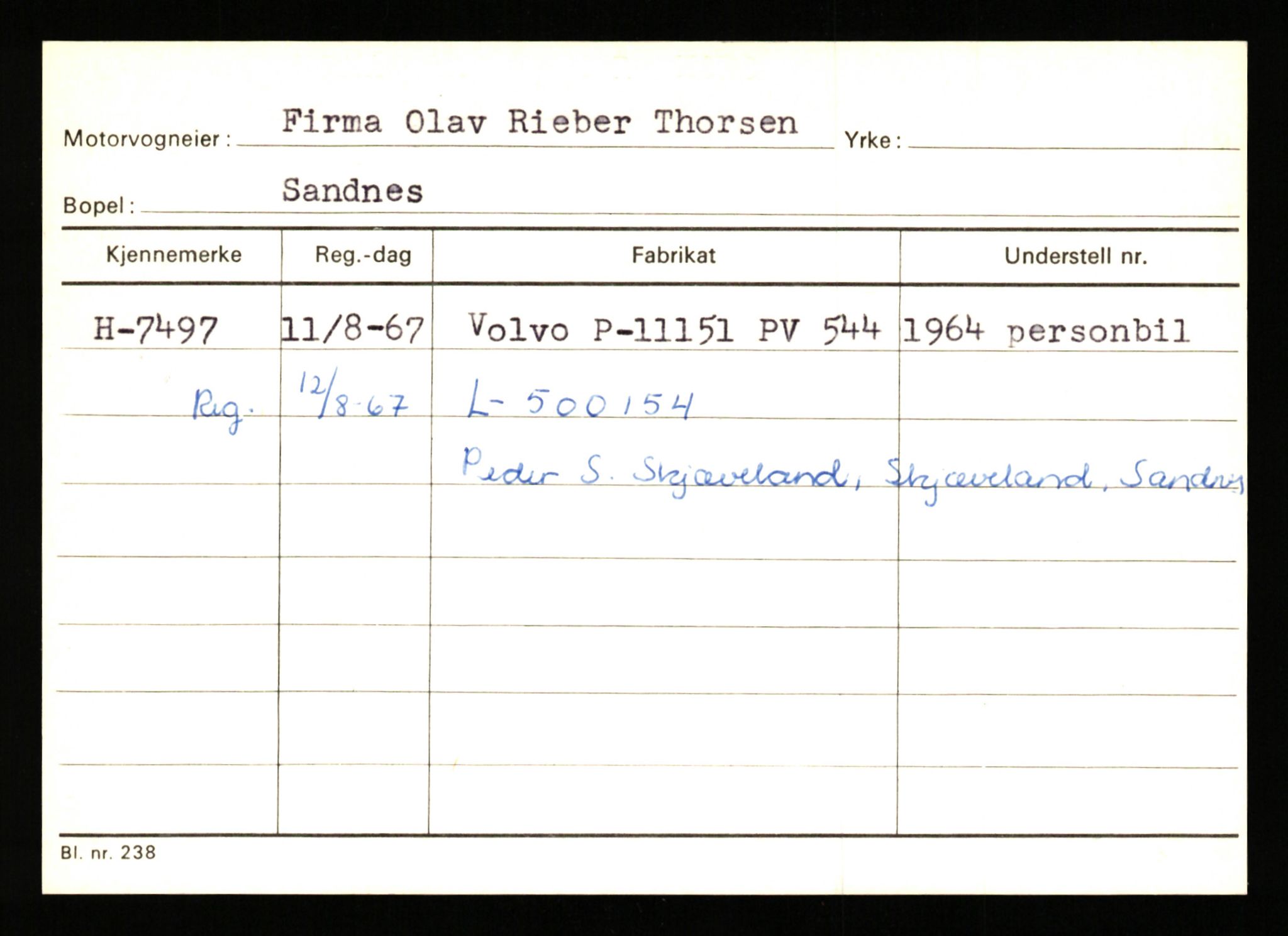 Stavanger trafikkstasjon, SAST/A-101942/0/G/L0002: Registreringsnummer: 5791 - 10405, 1930-1971, s. 811