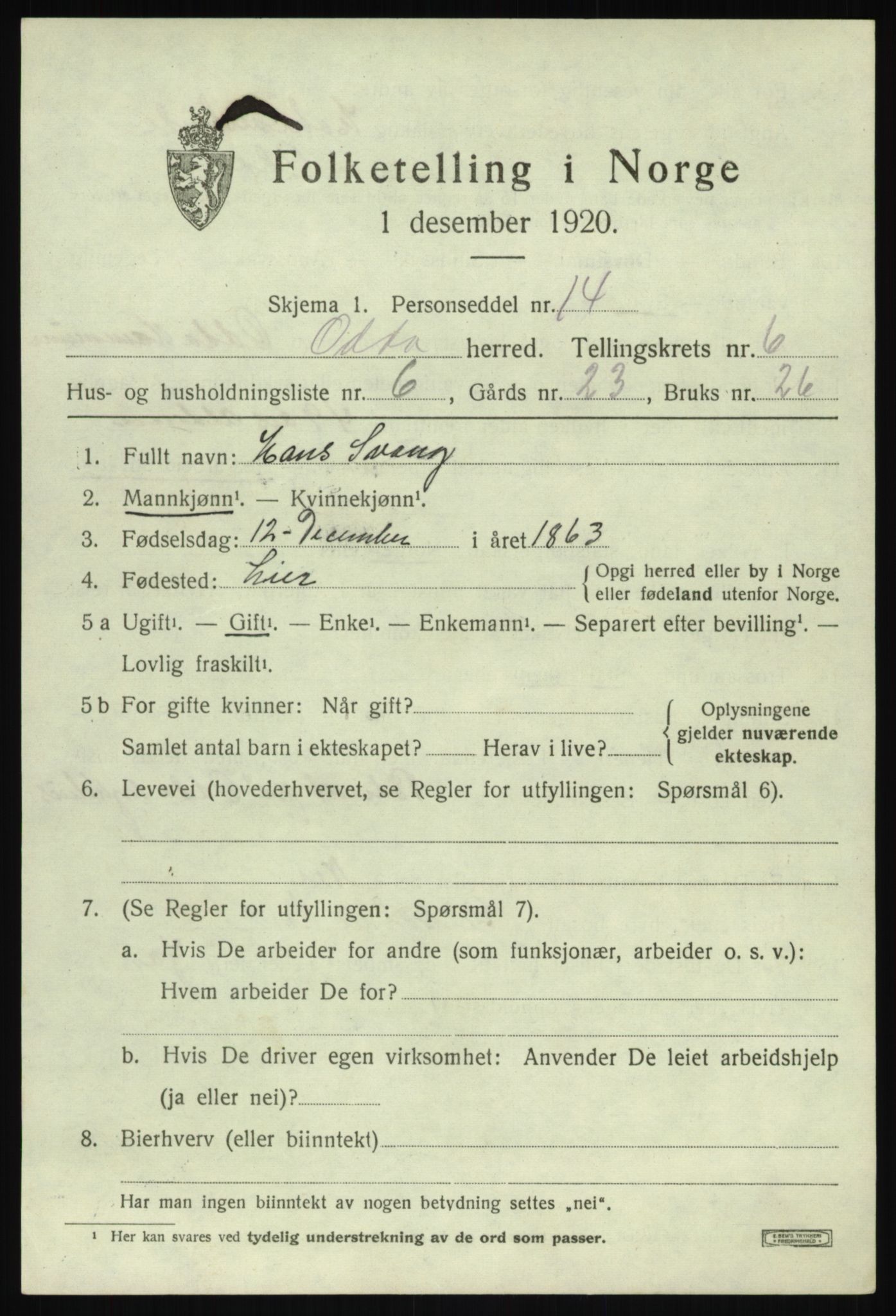 SAB, Folketelling 1920 for 1228 Odda herred, 1920, s. 4107