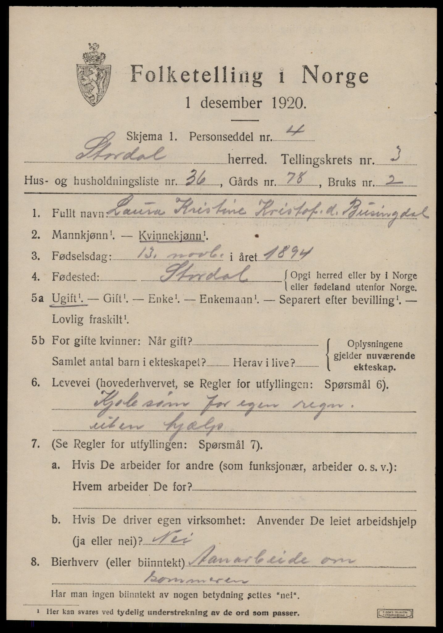 SAT, Folketelling 1920 for 1526 Stordal herred, 1920, s. 1228