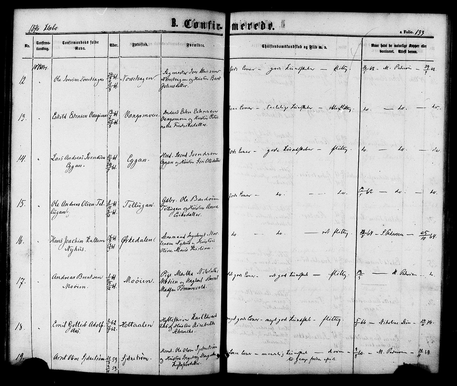 Ministerialprotokoller, klokkerbøker og fødselsregistre - Sør-Trøndelag, AV/SAT-A-1456/618/L0442: Ministerialbok nr. 618A06 /1, 1863-1879, s. 133