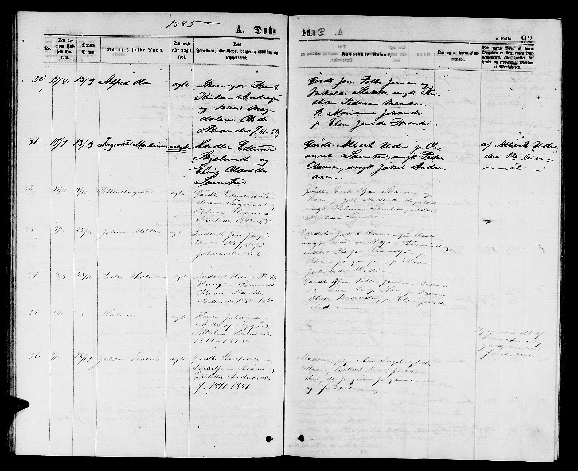 Ministerialprotokoller, klokkerbøker og fødselsregistre - Sør-Trøndelag, SAT/A-1456/657/L0715: Klokkerbok nr. 657C02, 1873-1888, s. 92