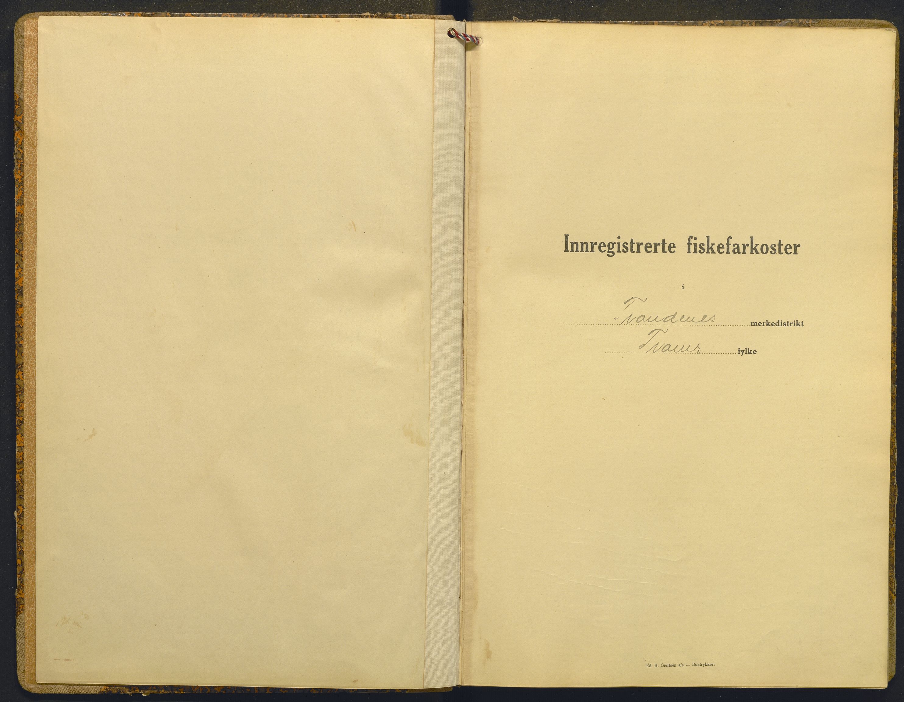 Fiskeridirektoratet - 1 Adm. ledelse - 13 Båtkontoret, SAB/A-2003/I/Ia/Iab/L0082: 135.0232/1  Merkeprotokoll - Trondenes, 1931-1946