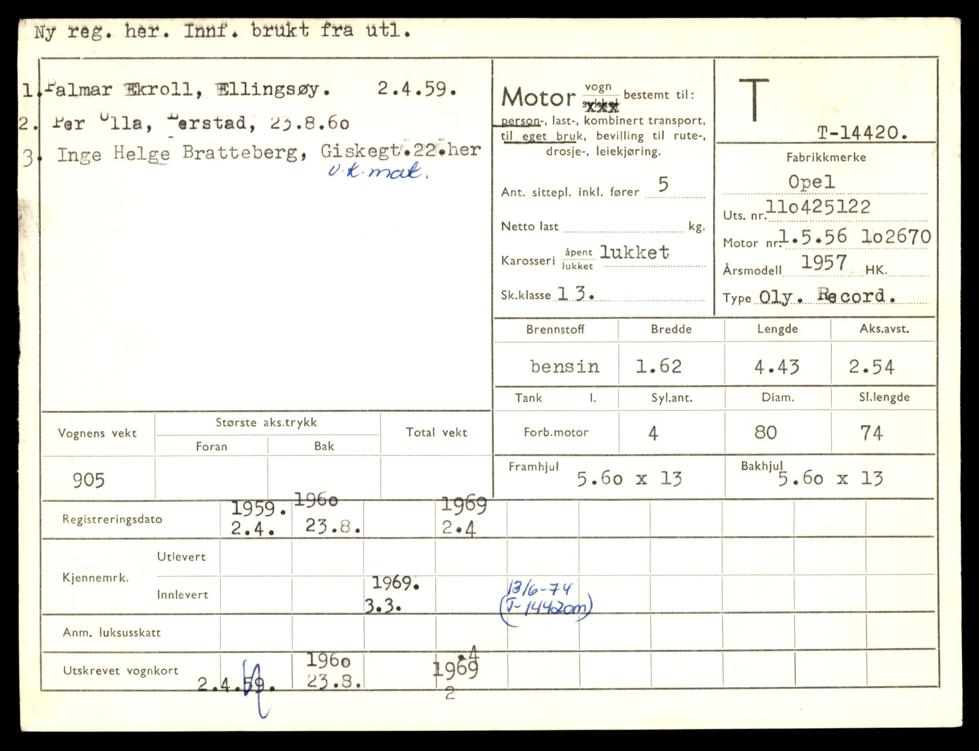 Møre og Romsdal vegkontor - Ålesund trafikkstasjon, AV/SAT-A-4099/F/Fe/L0045: Registreringskort for kjøretøy T 14320 - T 14444, 1927-1998, s. 2563