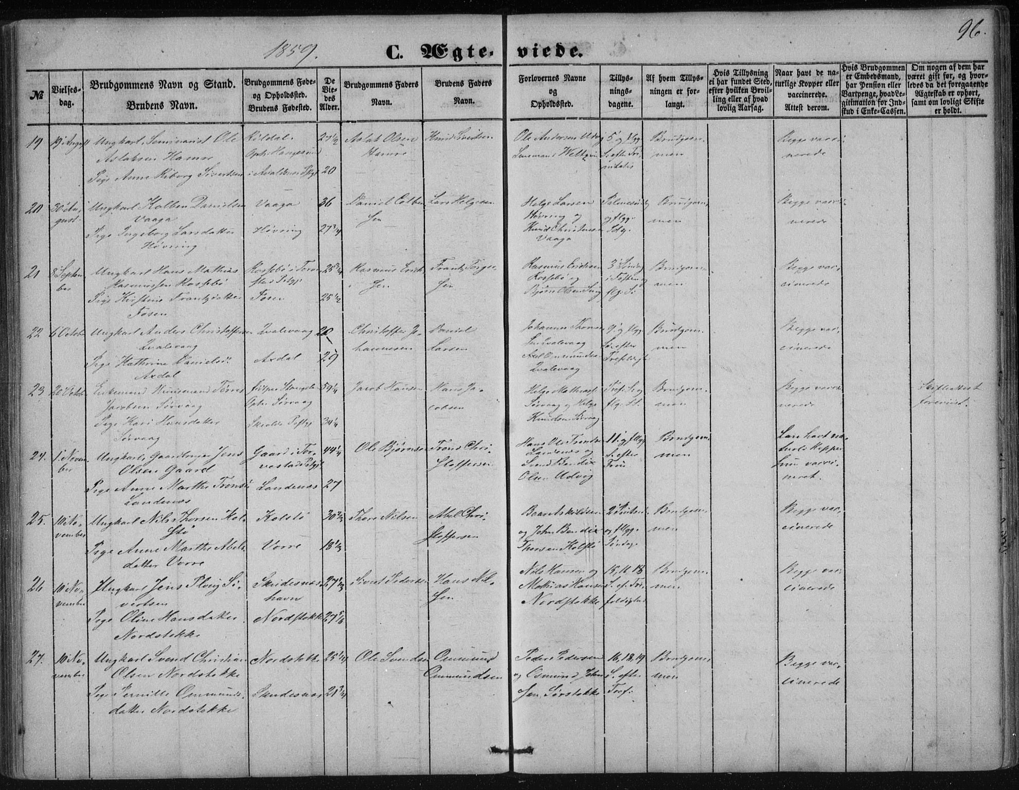 Avaldsnes sokneprestkontor, AV/SAST-A -101851/H/Ha/Haa/L0009: Ministerialbok nr. A 9, 1853-1865, s. 96