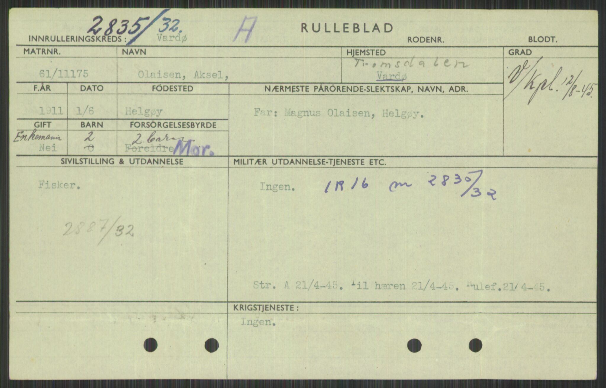 Forsvaret, Troms infanteriregiment nr. 16, AV/RA-RAFA-3146/P/Pa/L0016: Rulleblad for regimentets menige mannskaper, årsklasse 1932, 1932, s. 1181