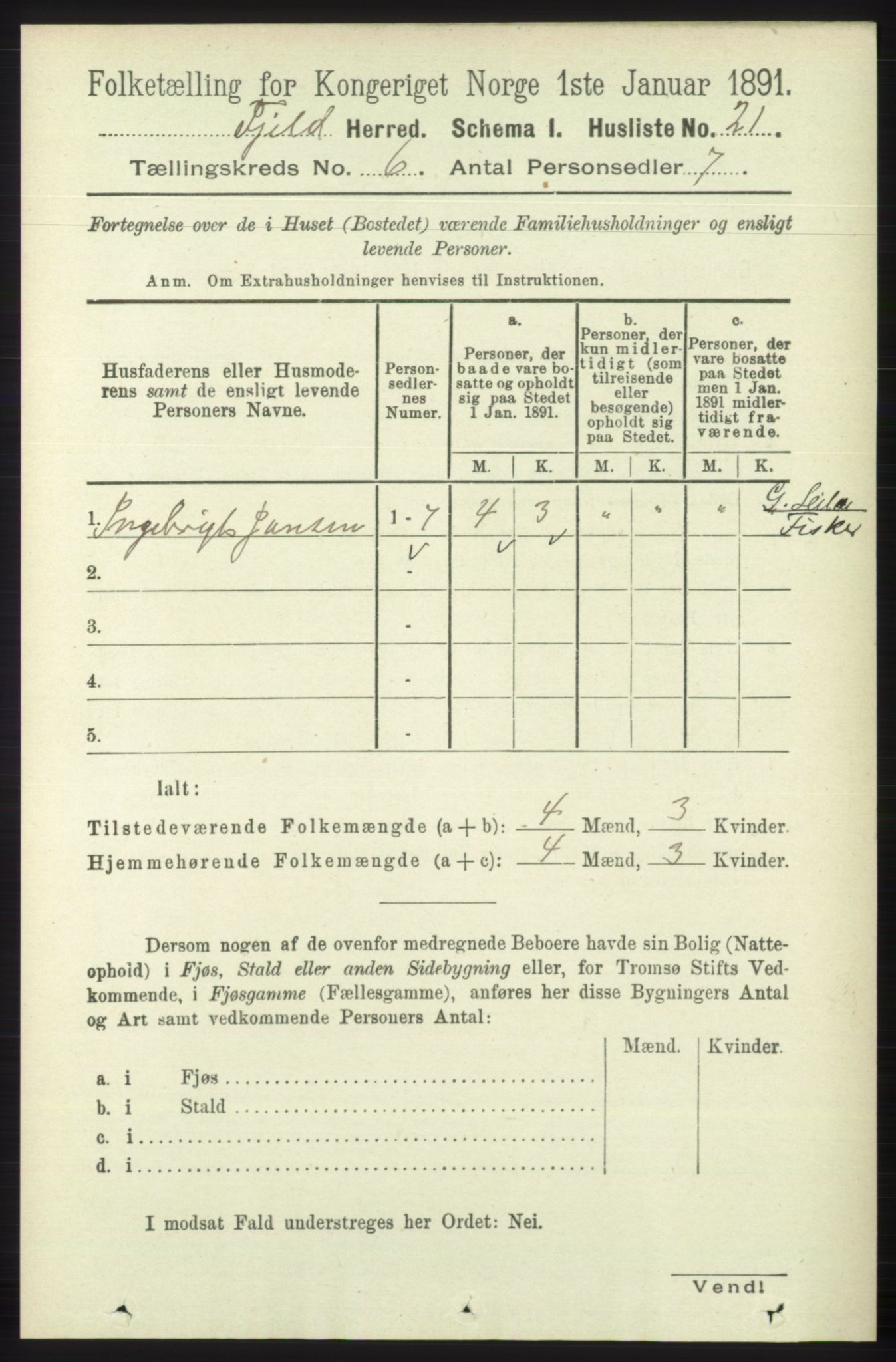 RA, Folketelling 1891 for 1246 Fjell herred, 1891, s. 2961