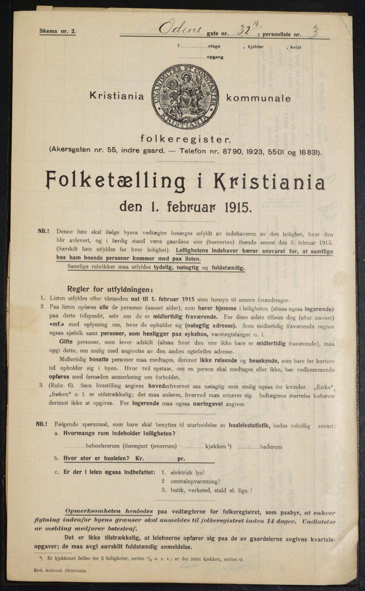 OBA, Kommunal folketelling 1.2.1915 for Kristiania, 1915, s. 74453