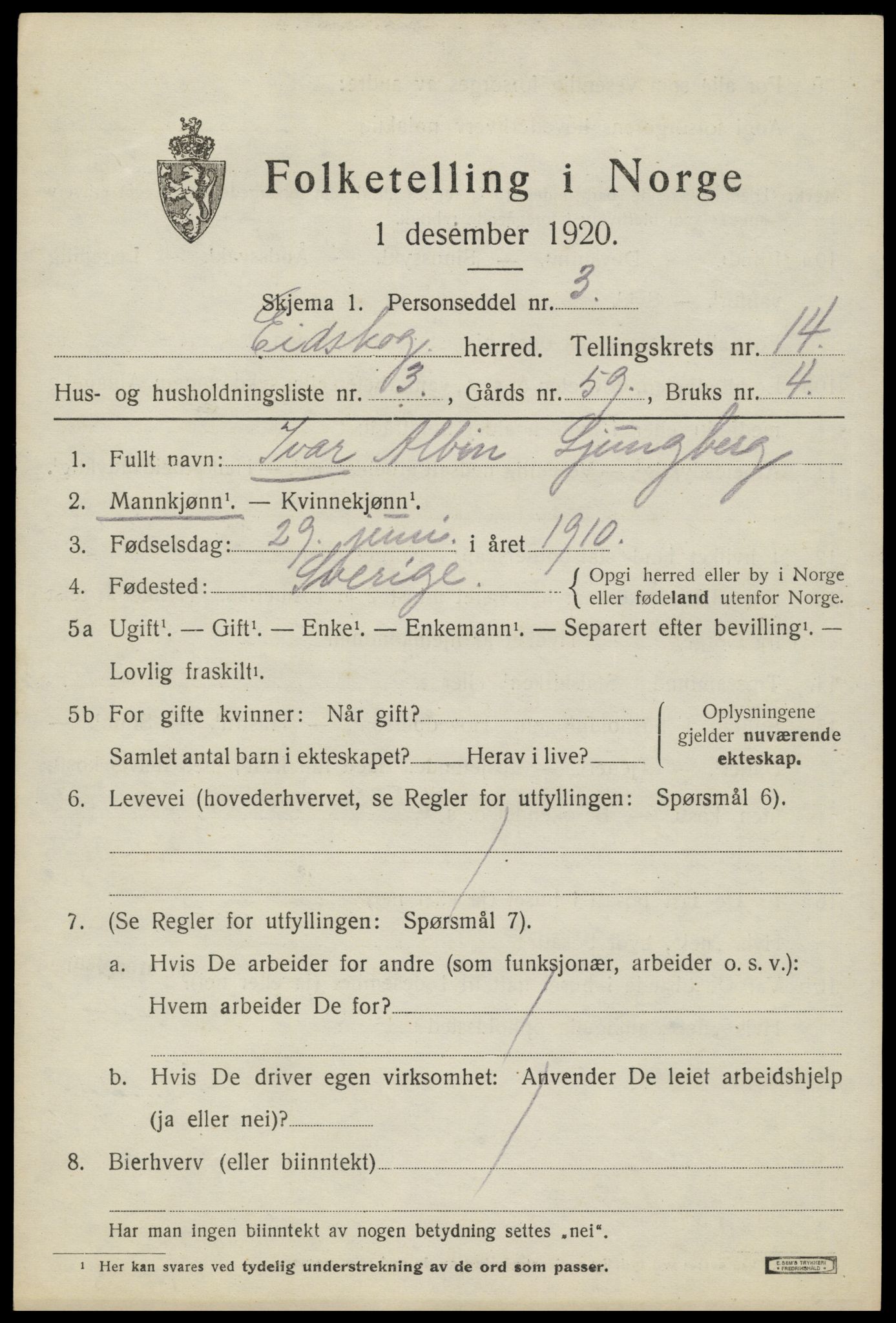 SAH, Folketelling 1920 for 0420 Eidskog herred, 1920, s. 13349