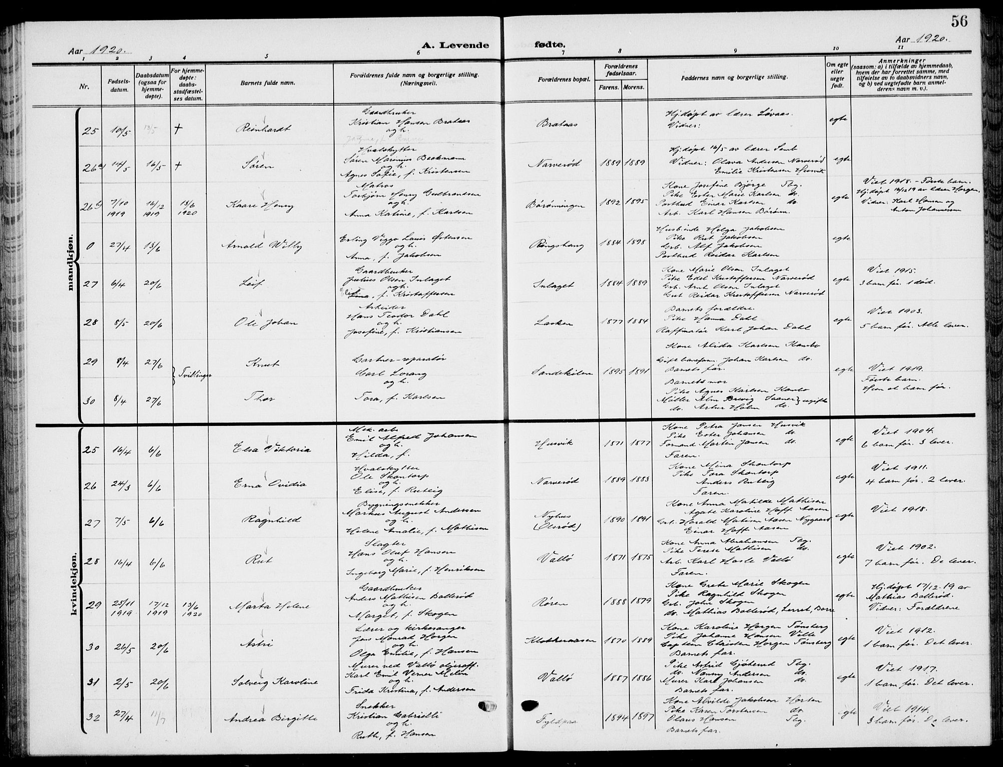 Sem kirkebøker, AV/SAKO-A-5/G/Gb/L0004: Klokkerbok nr. II 4, 1914-1937, s. 56