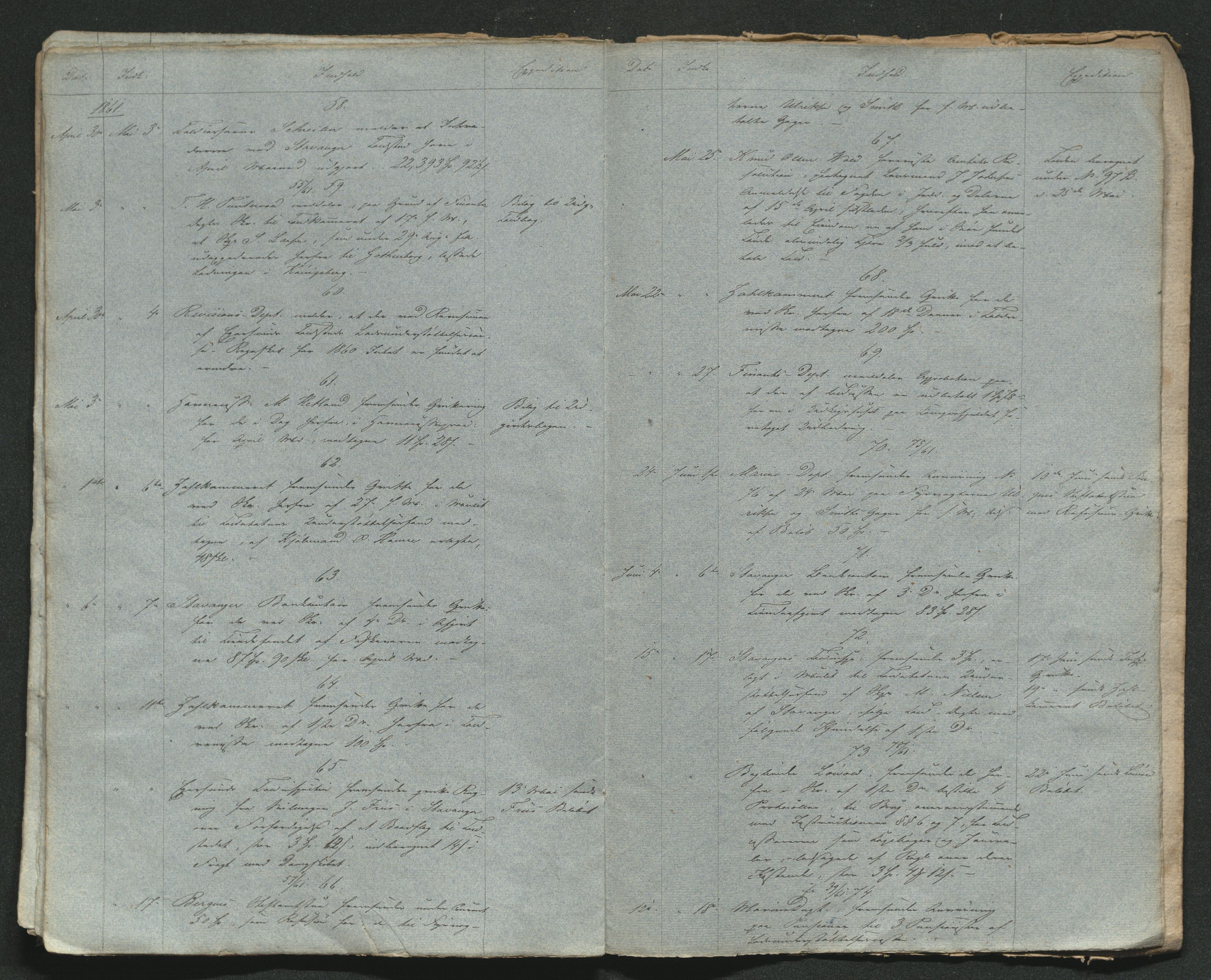 Egersund tollstasjon, AV/SAST-A-101503/01/O/L0219/0003: Diverse / Brevjournal, 1858-1861