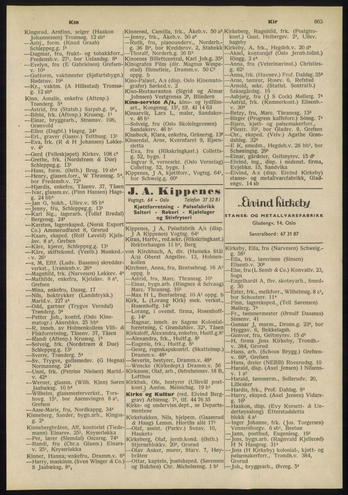 Kristiania/Oslo adressebok, PUBL/-, 1955, s. 863