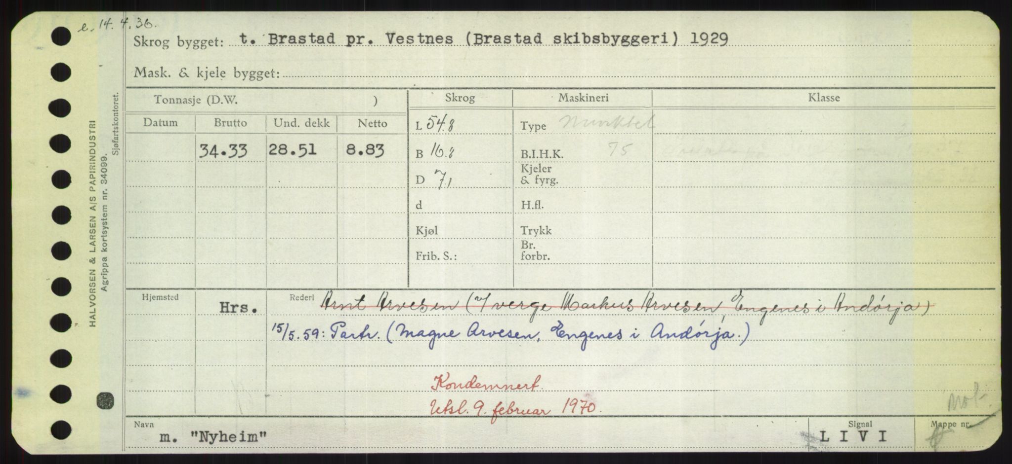 Sjøfartsdirektoratet med forløpere, Skipsmålingen, RA/S-1627/H/Hd/L0027: Fartøy, Norhop-Nør, s. 437