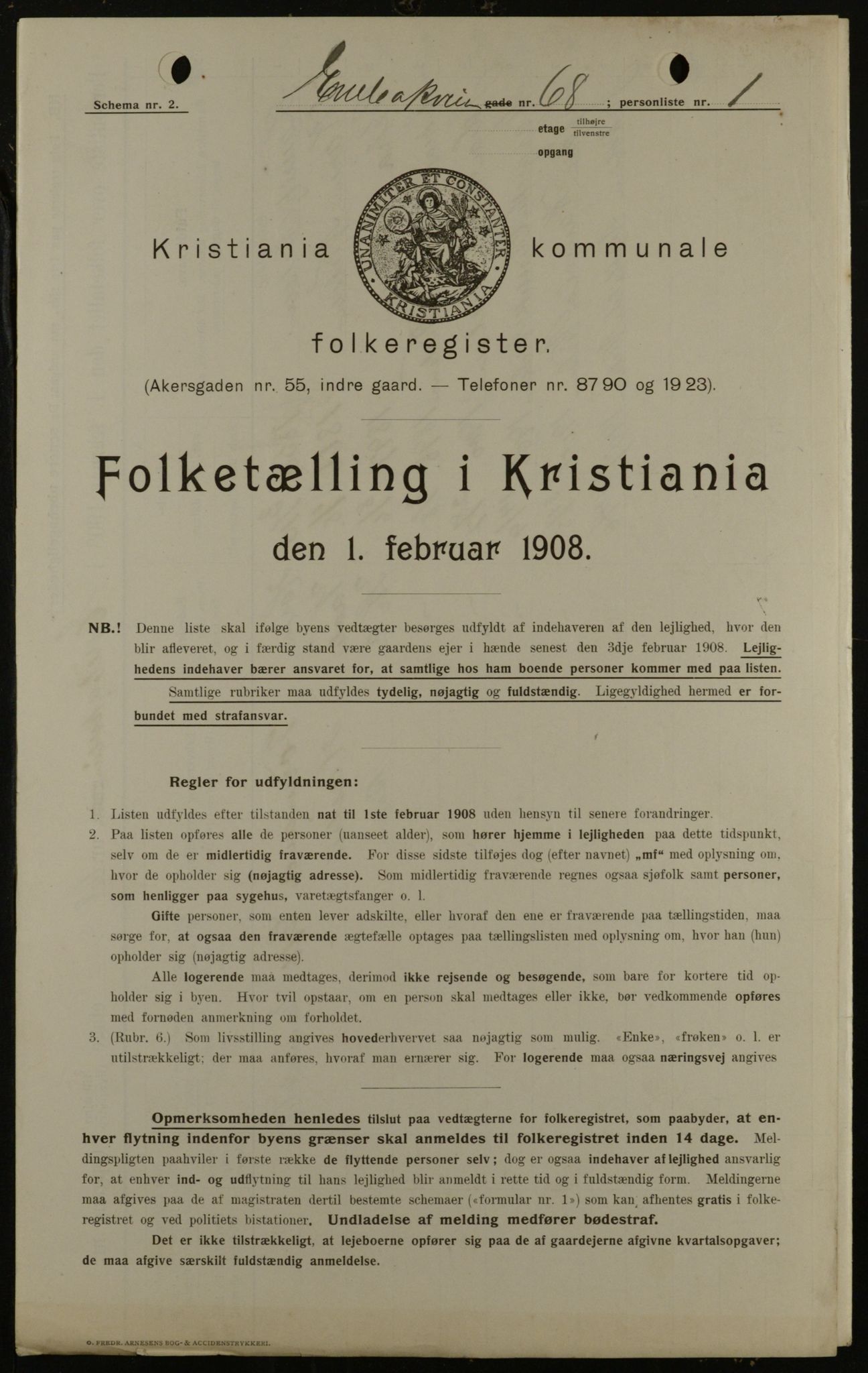 OBA, Kommunal folketelling 1.2.1908 for Kristiania kjøpstad, 1908, s. 19588