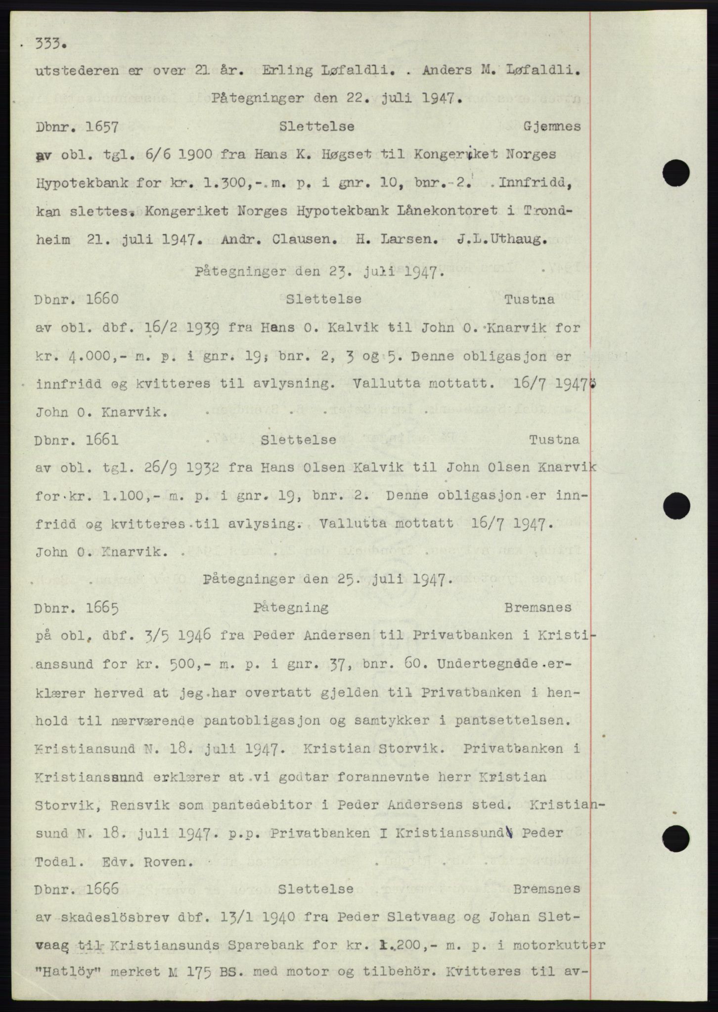 Nordmøre sorenskriveri, SAT/A-4132/1/2/2Ca: Pantebok nr. C82b, 1946-1951, Dagboknr: 1657/1947