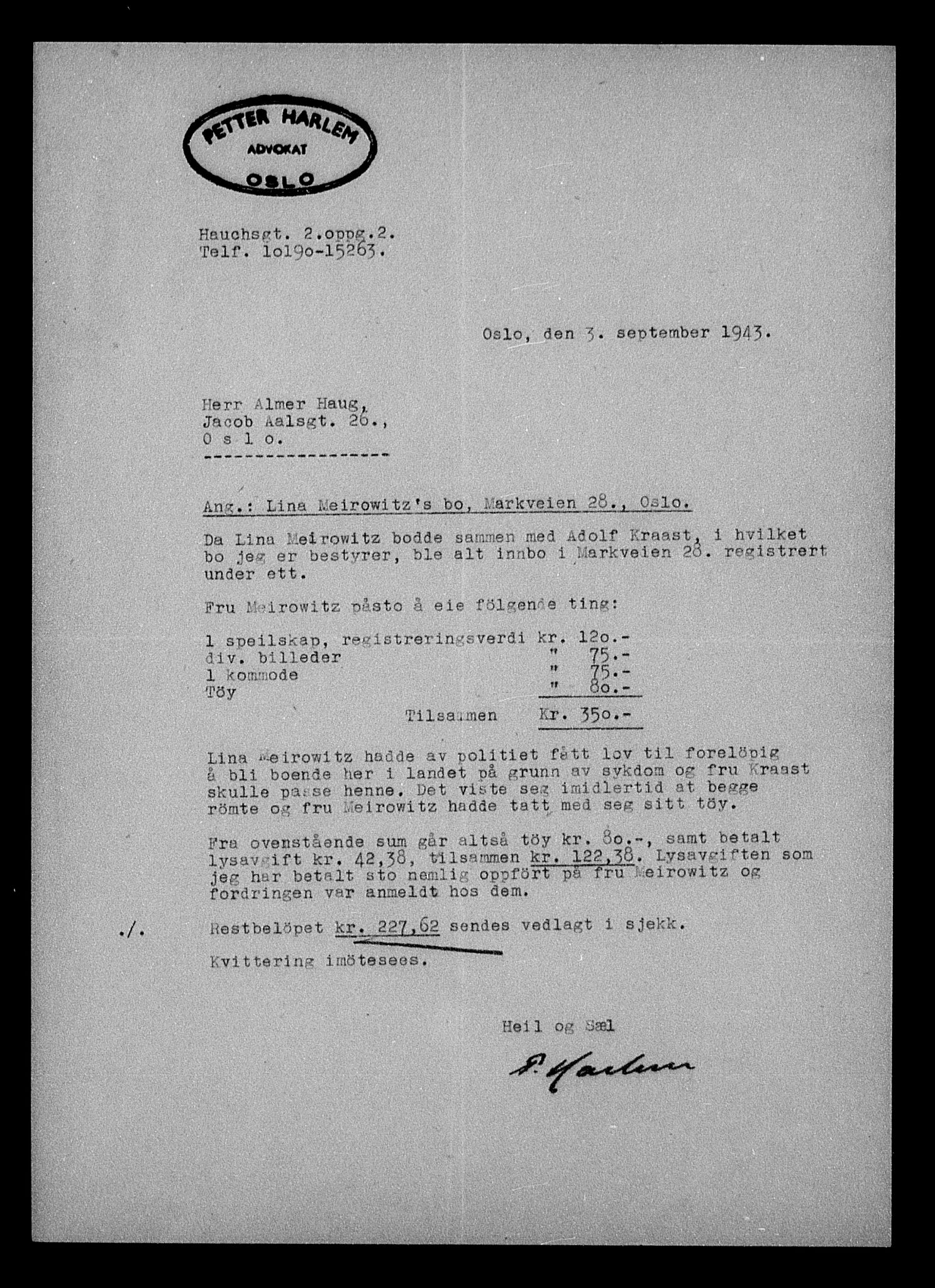 Justisdepartementet, Tilbakeføringskontoret for inndratte formuer, AV/RA-S-1564/H/Hc/Hcc/L0963: --, 1945-1947, s. 710