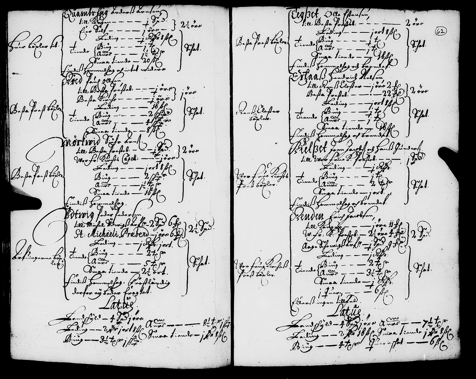 Rentekammeret inntil 1814, Realistisk ordnet avdeling, AV/RA-EA-4070/N/Nb/Nba/L0055: Inderøy len, 1668, s. 61b-62a