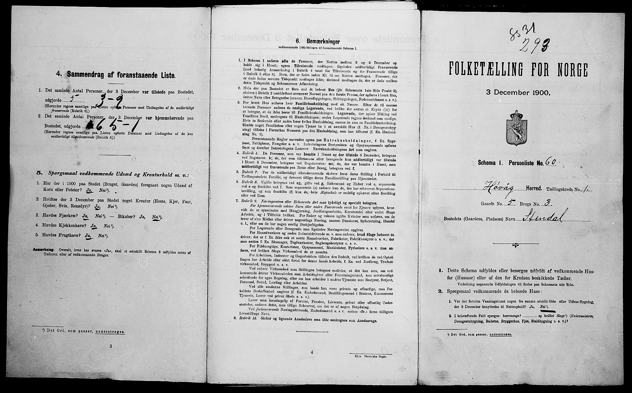 SAK, Folketelling 1900 for 0927 Høvåg herred, 1900, s. 33