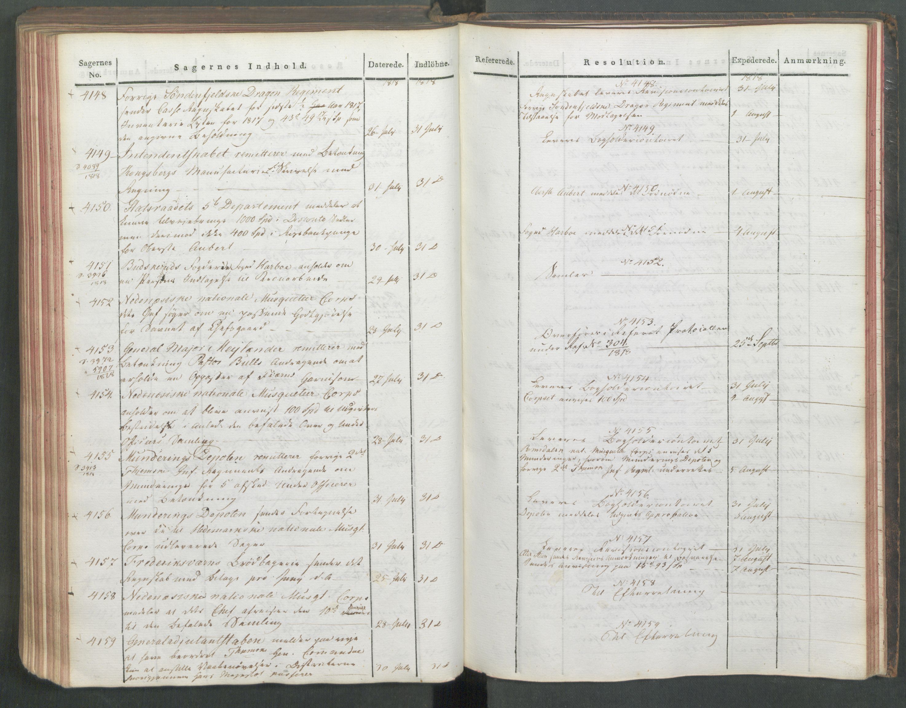 Armédepartementet, AV/RA-RAFA-3493/C/Ca/L0015: 6. Departements Journal, 1818