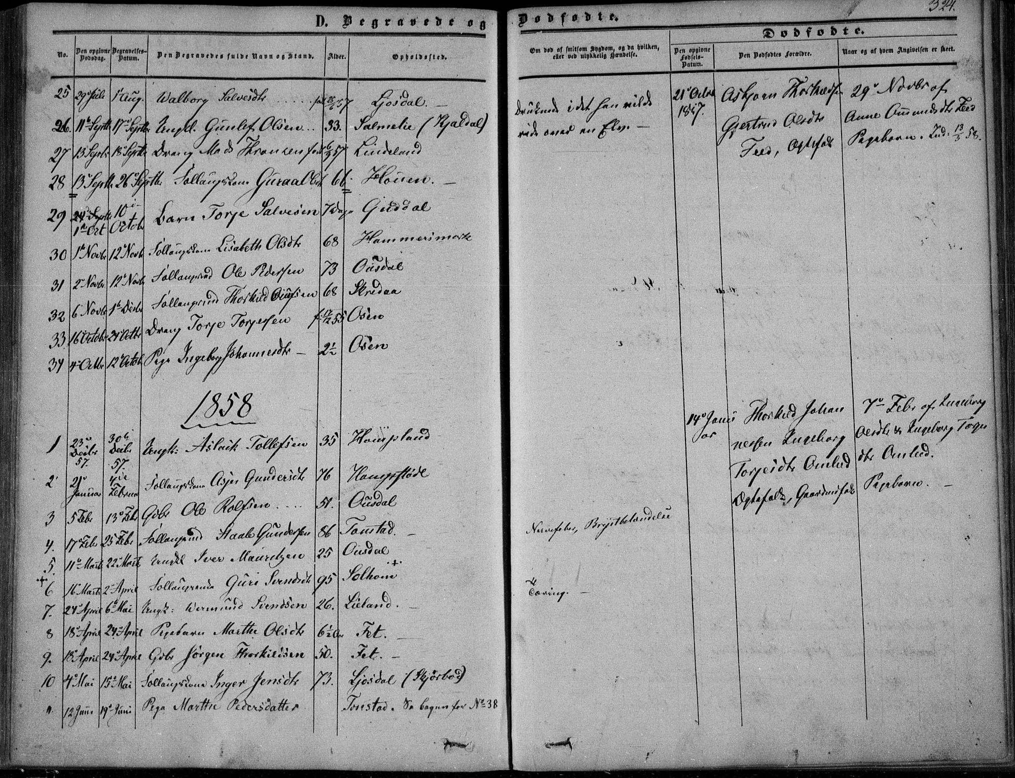 Sirdal sokneprestkontor, SAK/1111-0036/F/Fa/Fab/L0002: Ministerialbok nr. A 2, 1855-1874, s. 324