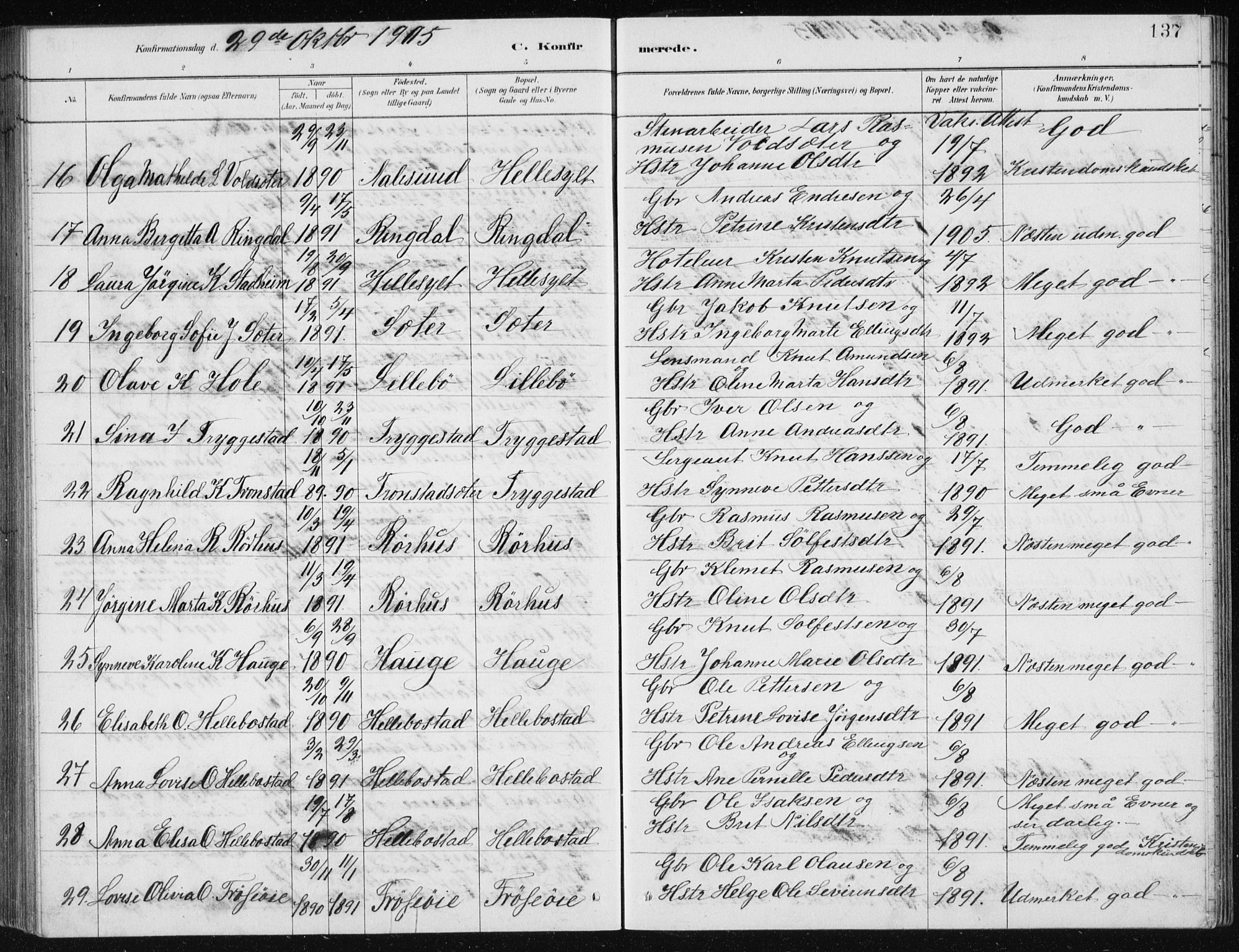 Ministerialprotokoller, klokkerbøker og fødselsregistre - Møre og Romsdal, AV/SAT-A-1454/517/L0230: Klokkerbok nr. 517C03, 1879-1912, s. 137