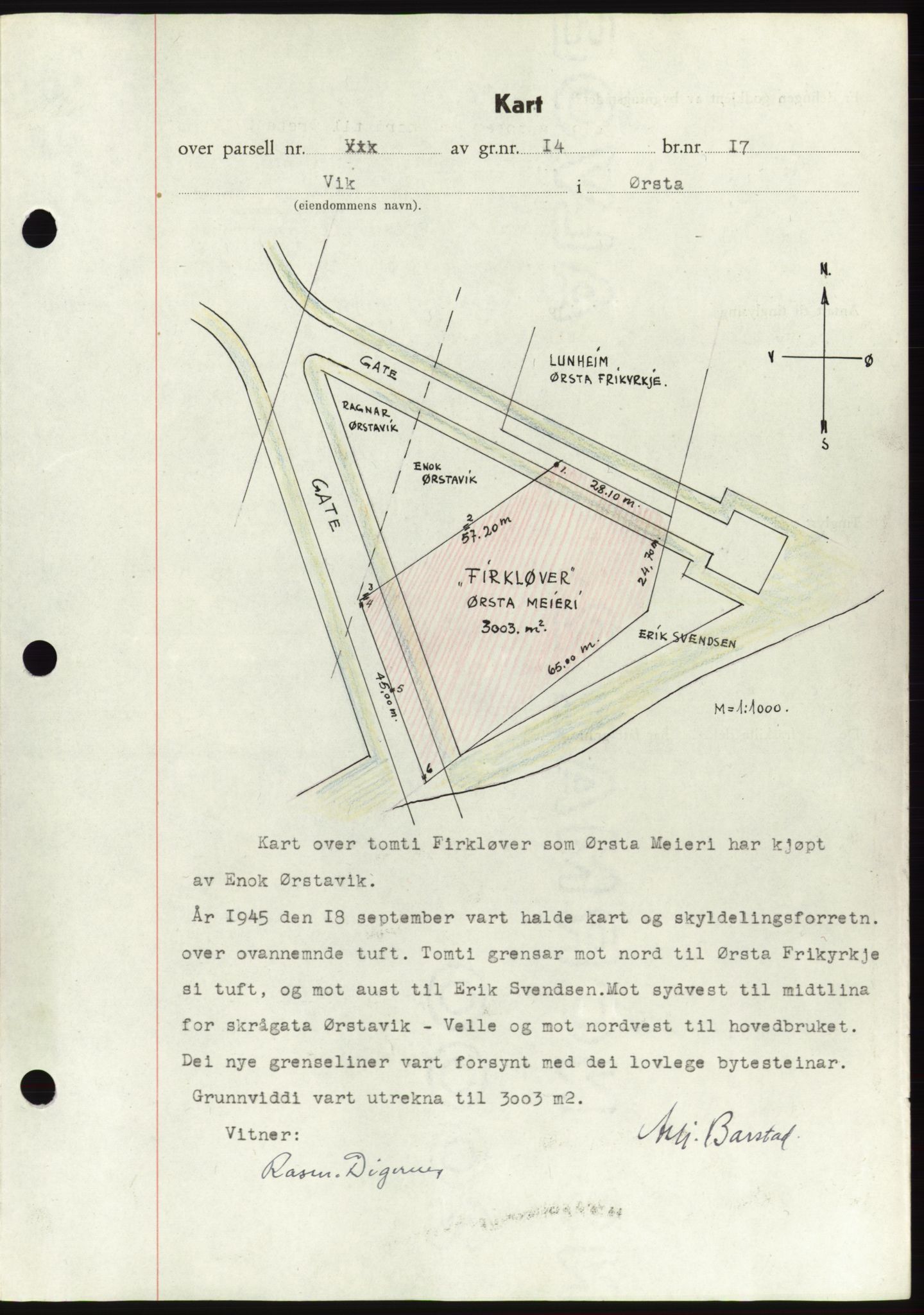 Søre Sunnmøre sorenskriveri, AV/SAT-A-4122/1/2/2C/L0077: Pantebok nr. 3A, 1945-1946, Dagboknr: 775/1945