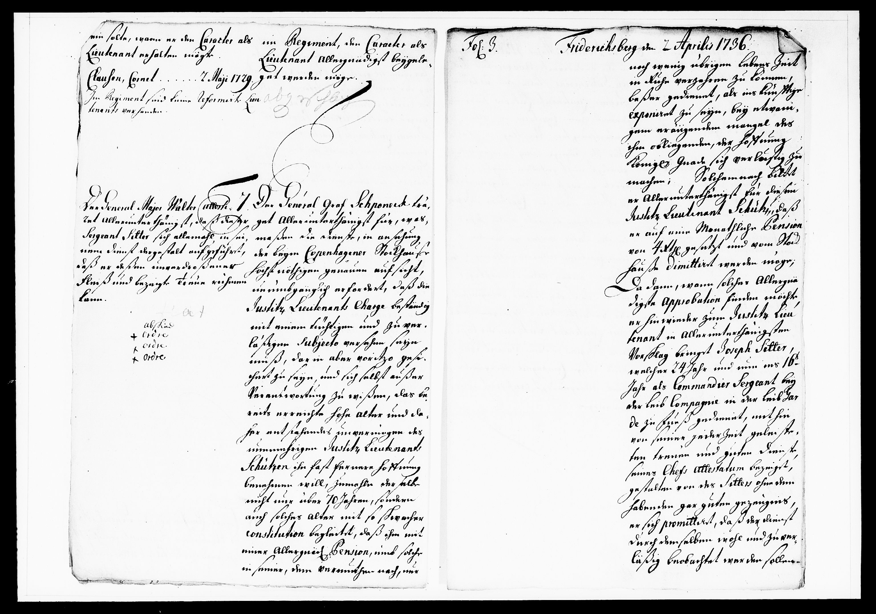 Krigskollegiet, Krigskancelliet, DRA/A-0006/-/1130-1137: Refererede sager, 1736, s. 126