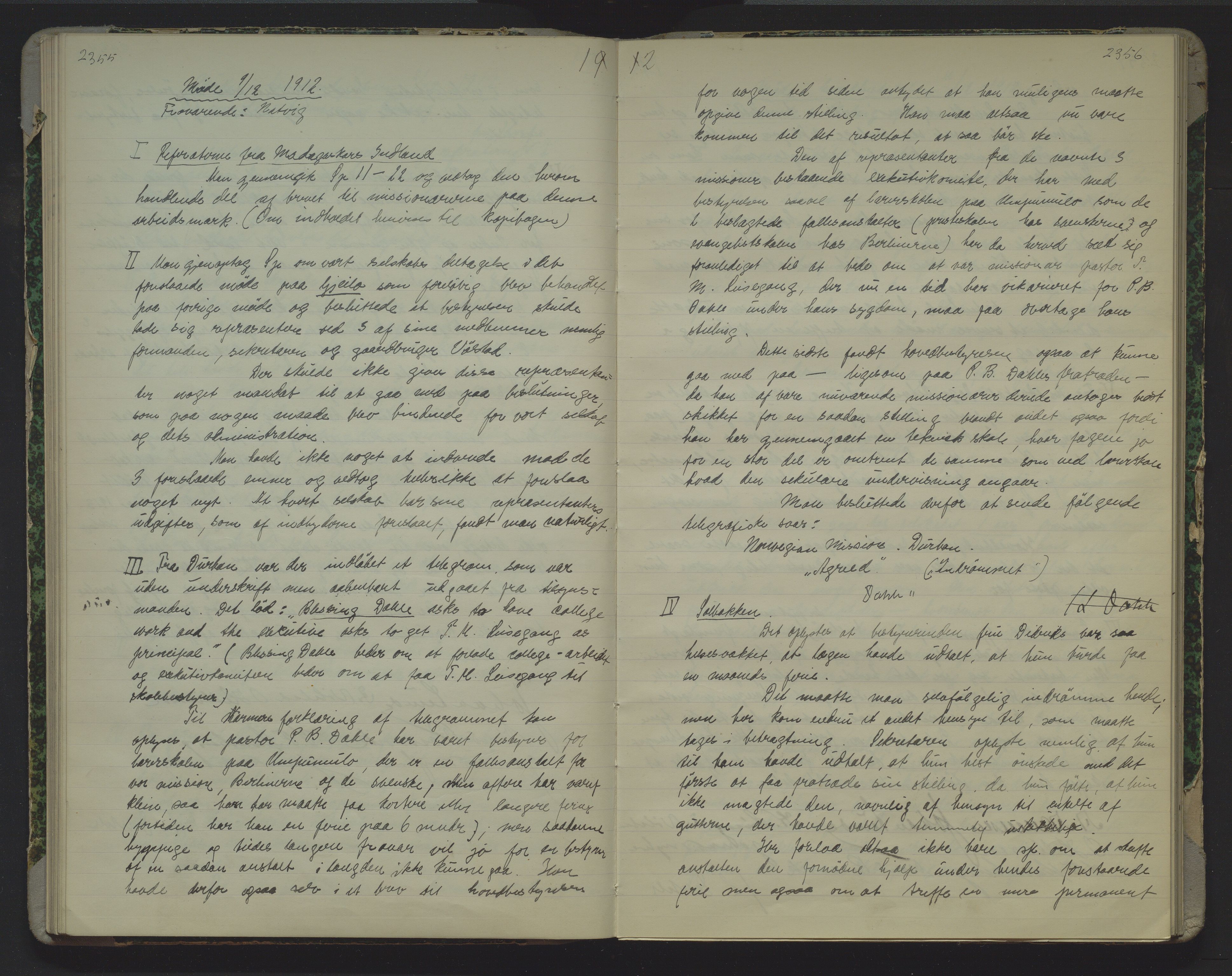 Det Norske Misjonsselskap - hovedadministrasjonen, VID/MA-A-1045/D/Da/Daa/L0020: Styreprotokoll nr. XIV, 5. februar 1912 - 26. januar 1914, 1912-1914, s. 2355-2356
