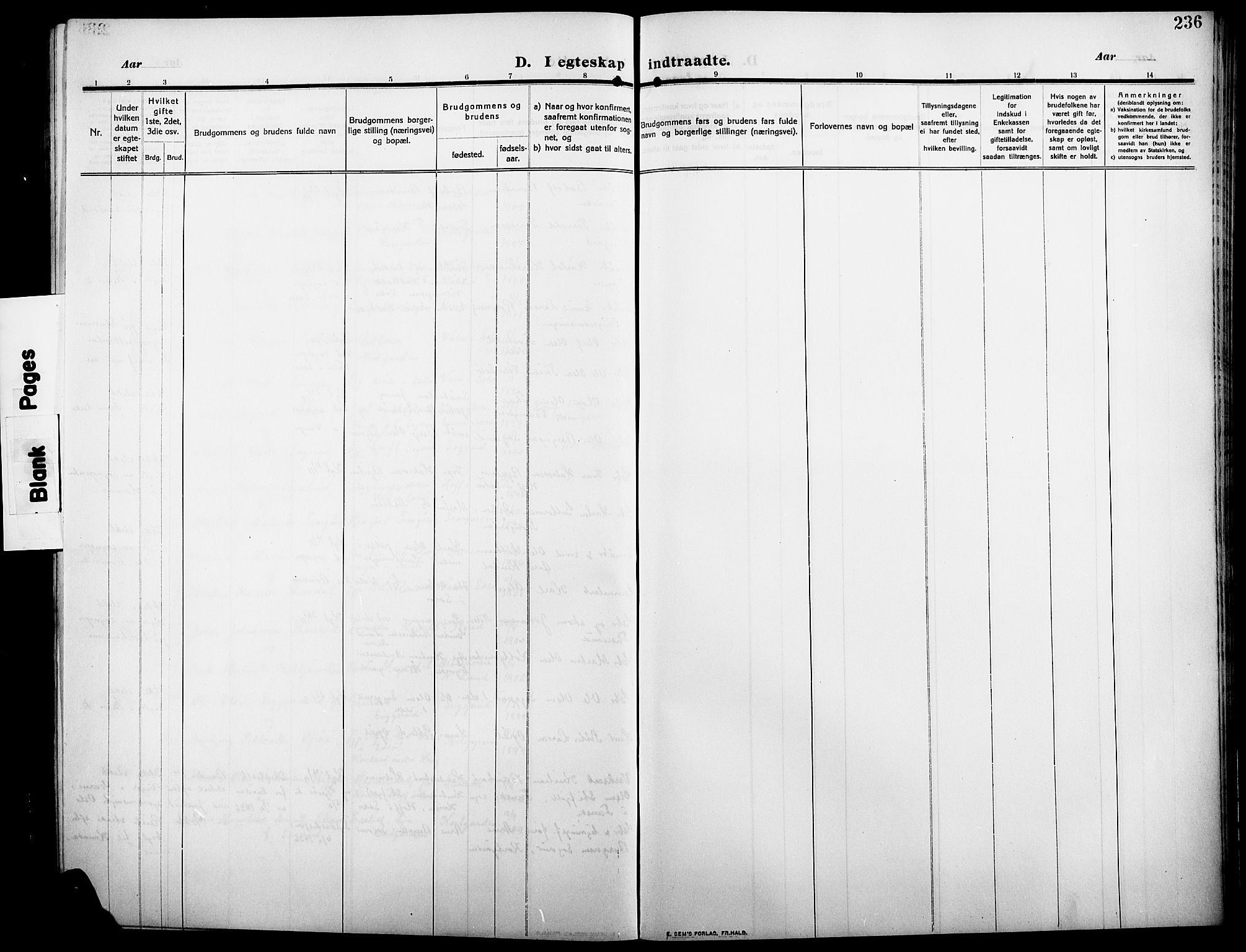 Åsnes prestekontor, AV/SAH-PREST-042/H/Ha/Hab/L0007: Klokkerbok nr. 7, 1909-1926, s. 236