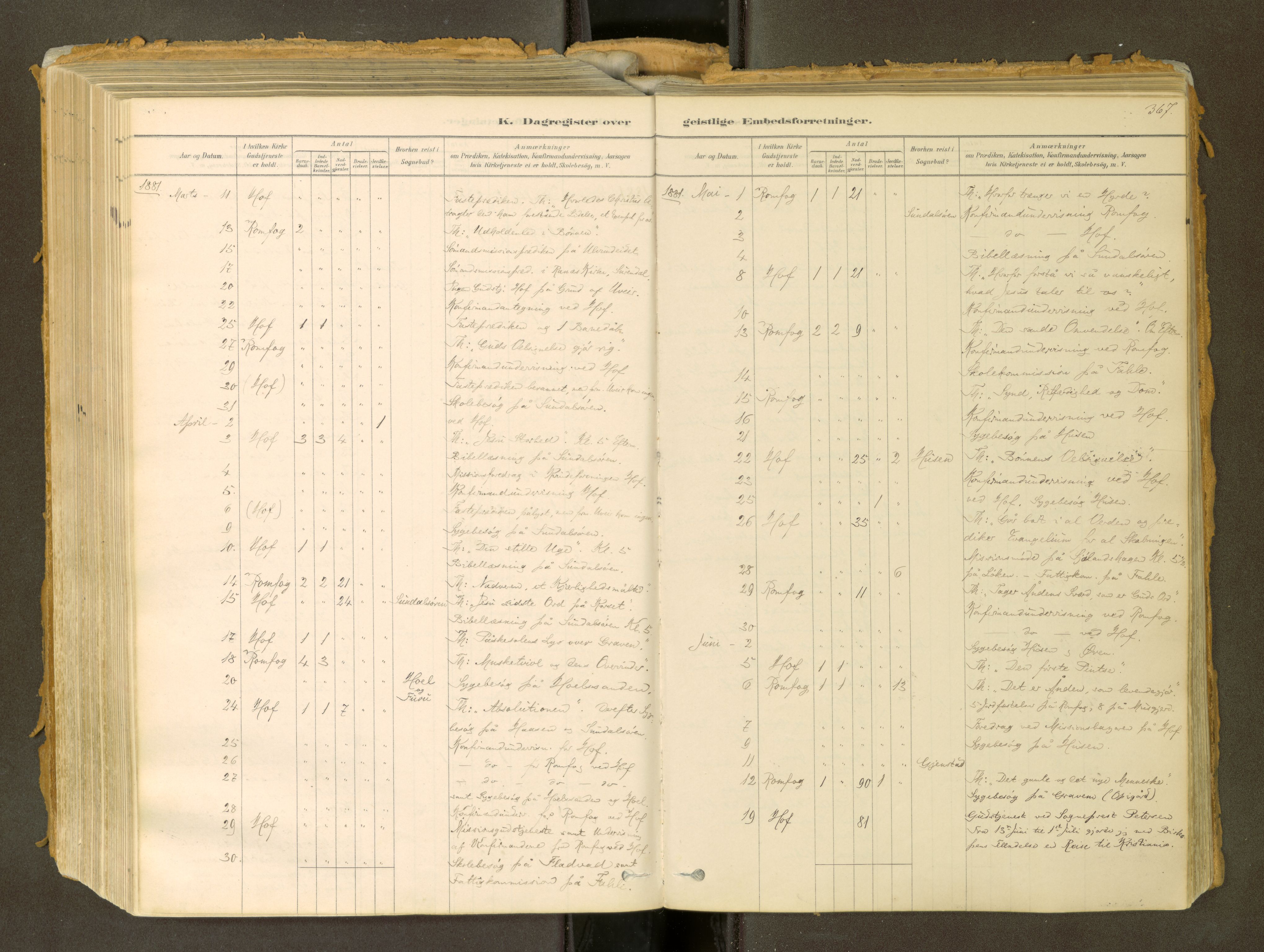 Sunndal sokneprestkontor, SAT/A-1085/1/I/I1/I1a: Ministerialbok nr. 2, 1877-1914, s. 367