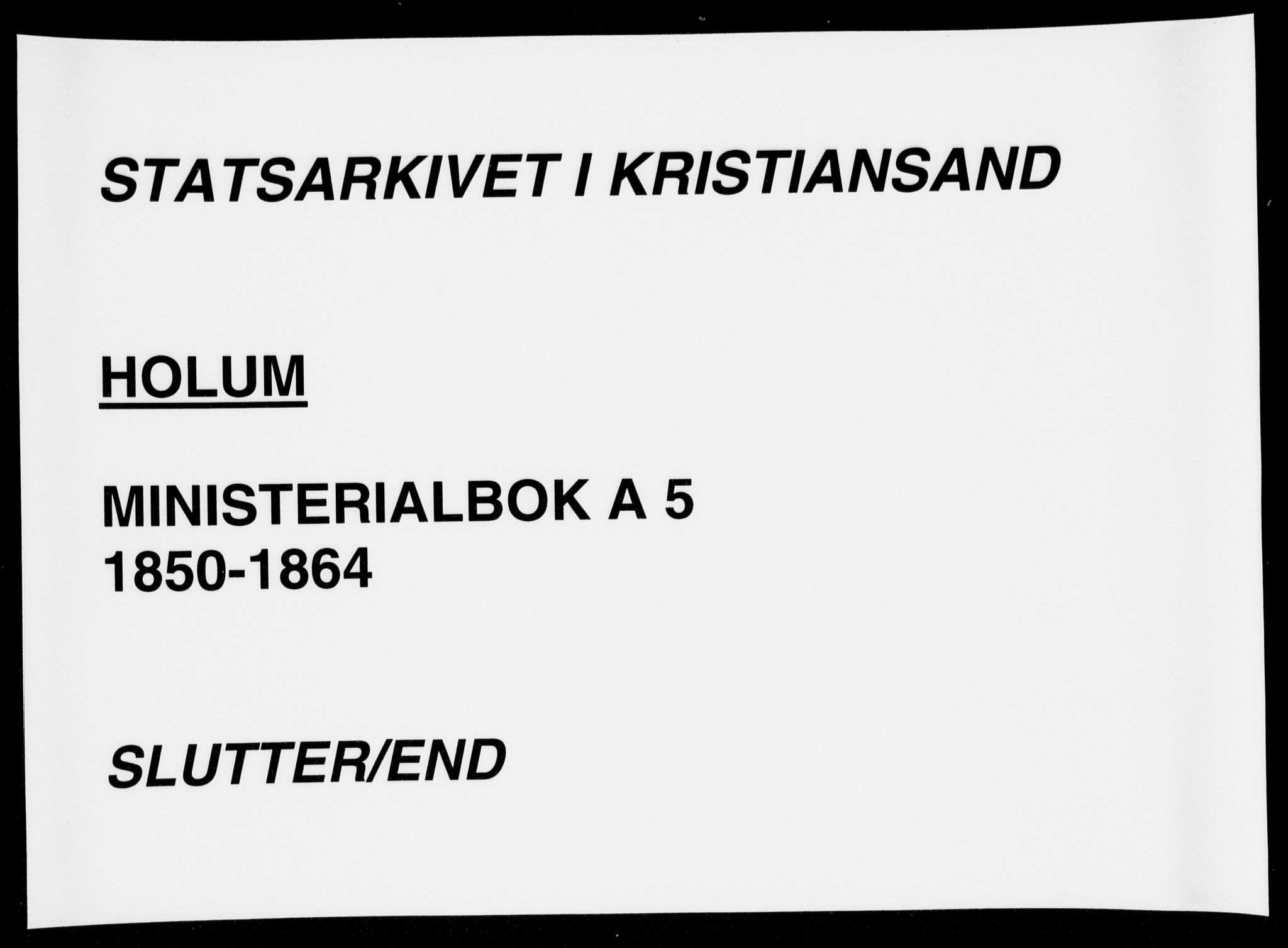 Holum sokneprestkontor, AV/SAK-1111-0022/F/Fa/Faa/L0005: Ministerialbok nr. A 5, 1850-1864
