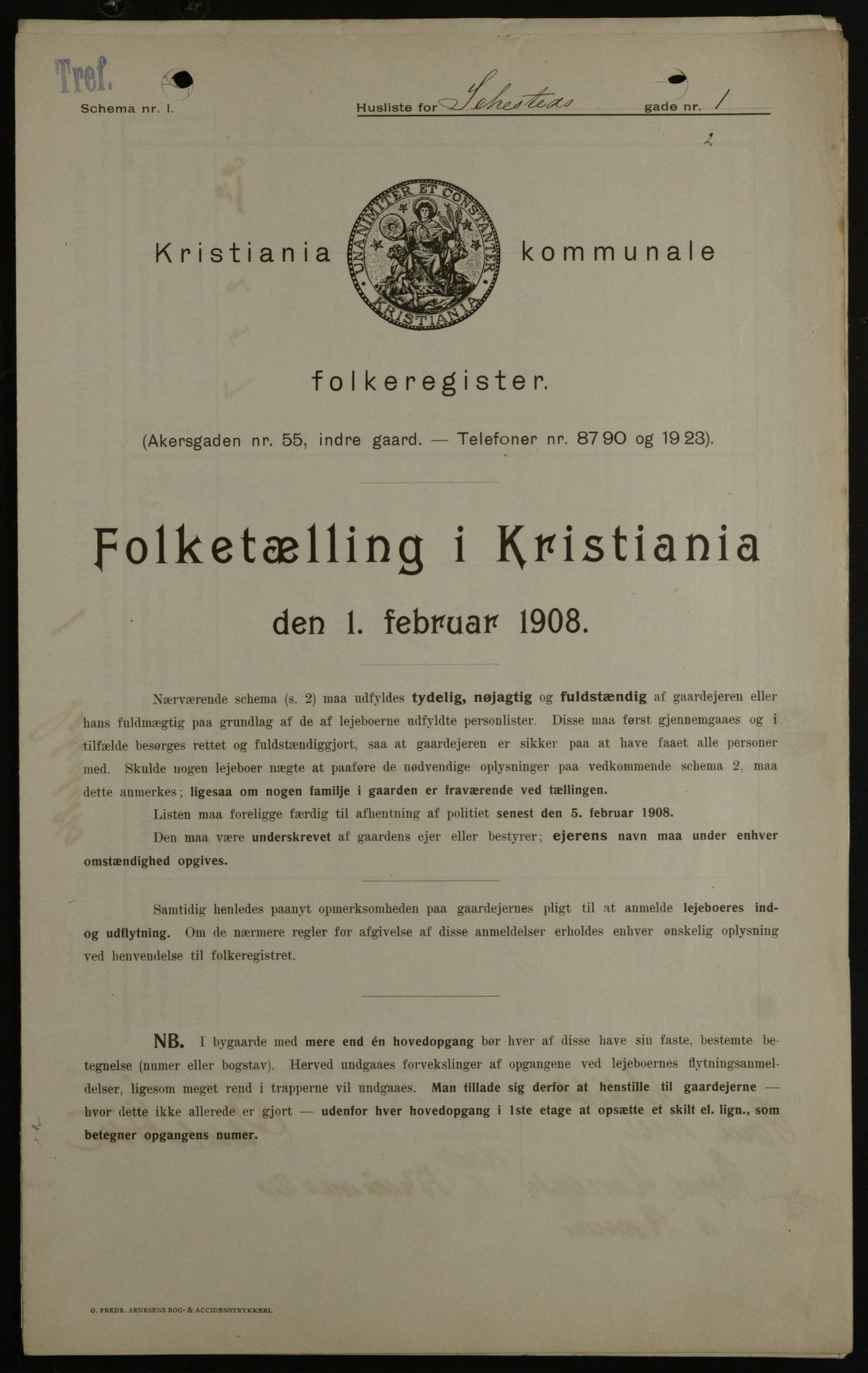OBA, Kommunal folketelling 1.2.1908 for Kristiania kjøpstad, 1908, s. 84380