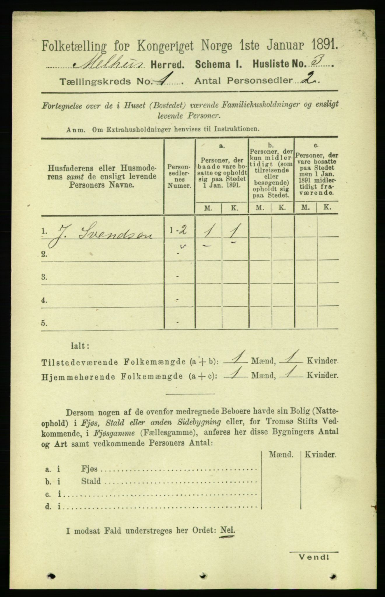RA, Folketelling 1891 for 1653 Melhus herred, 1891, s. 21