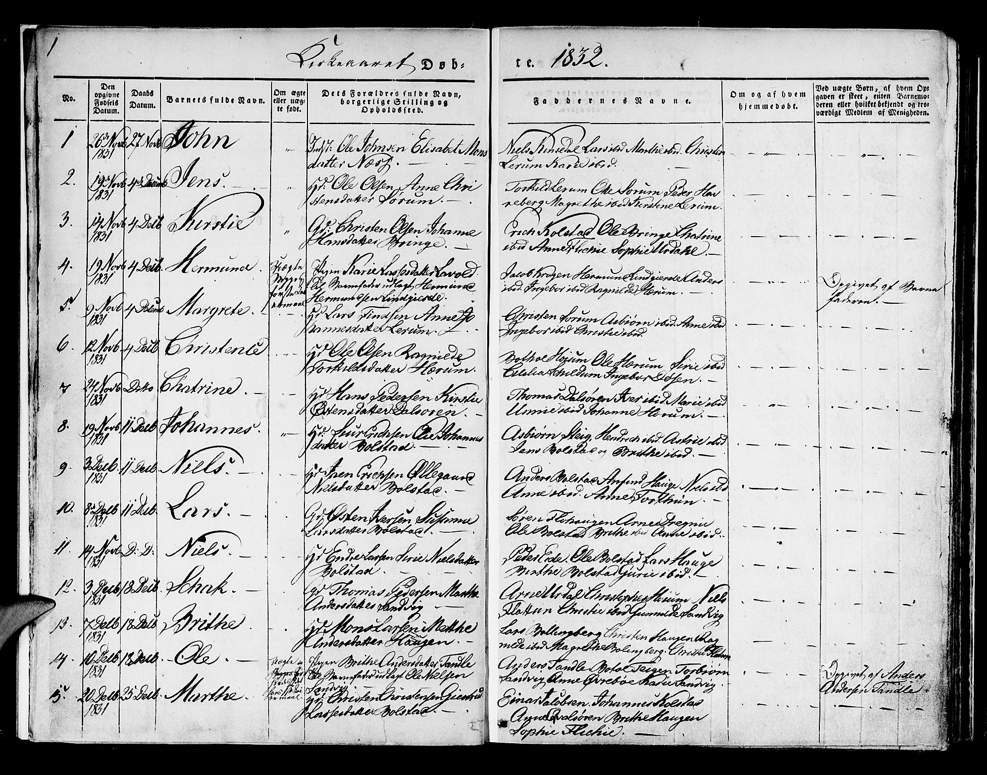 Luster sokneprestembete, AV/SAB-A-81101/H/Haa/Haaa/L0005: Ministerialbok nr. A 5, 1831-1841, s. 1