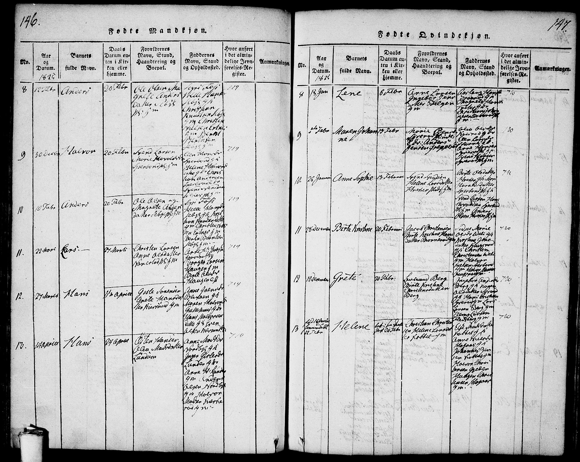 Våler prestekontor Kirkebøker, AV/SAO-A-11083/F/Fa/L0005: Ministerialbok nr. I 5, 1815-1839, s. 146-147