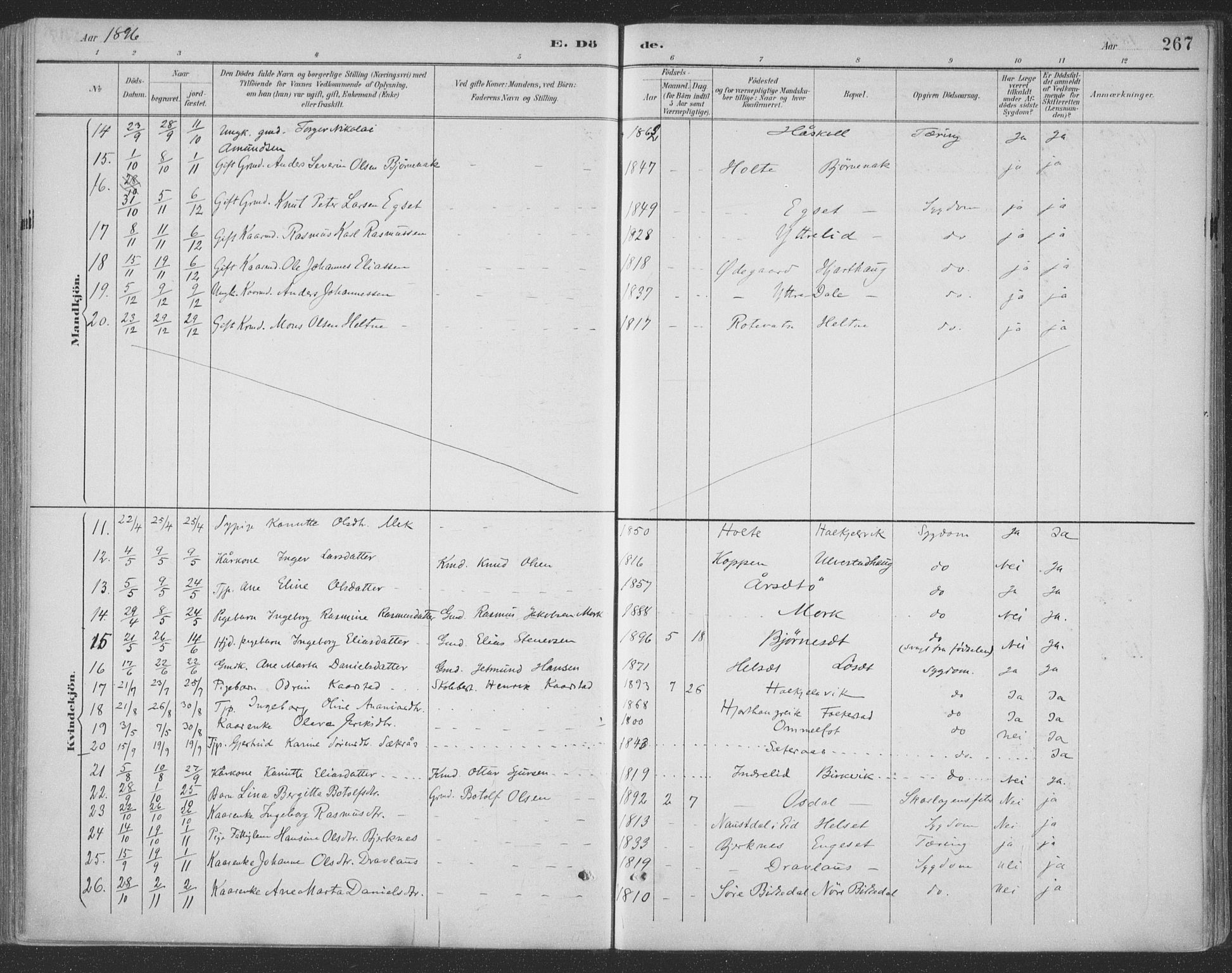 Ministerialprotokoller, klokkerbøker og fødselsregistre - Møre og Romsdal, AV/SAT-A-1454/511/L0142: Ministerialbok nr. 511A09, 1891-1905, s. 267