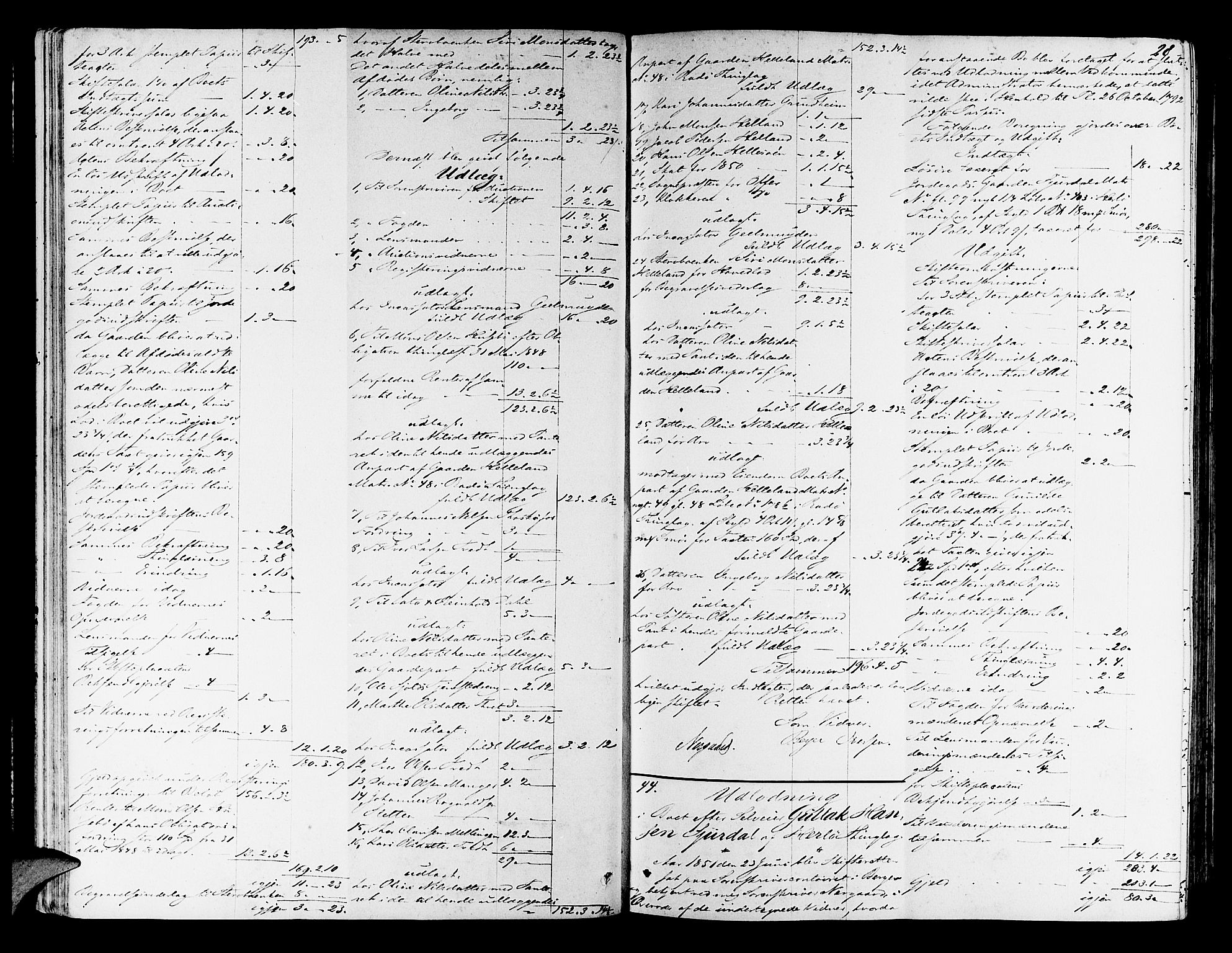 Nordhordland sorenskrivar, AV/SAB-A-2901/1/H/Hd/Hda/L0005: Skifteutlodningsprotokollar, 1851-1857, s. 27b-28a