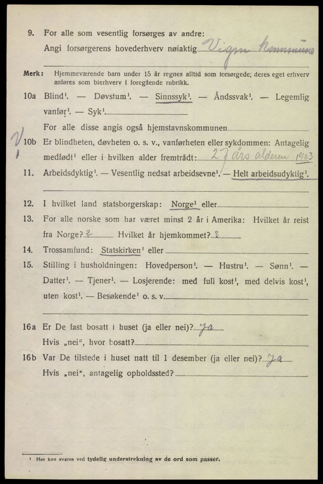 SAK, Folketelling 1920 for 1028 Vigmostad herred, 1920, s. 1916