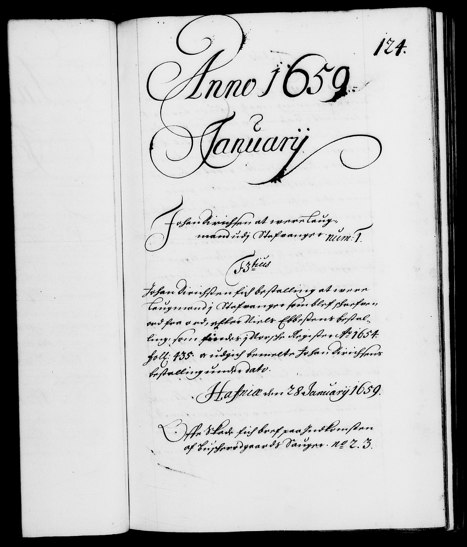 Danske Kanselli 1572-1799, AV/RA-EA-3023/F/Fc/Fca/Fcaa/L0009: Norske registre (mikrofilm), 1657-1660, s. 124a