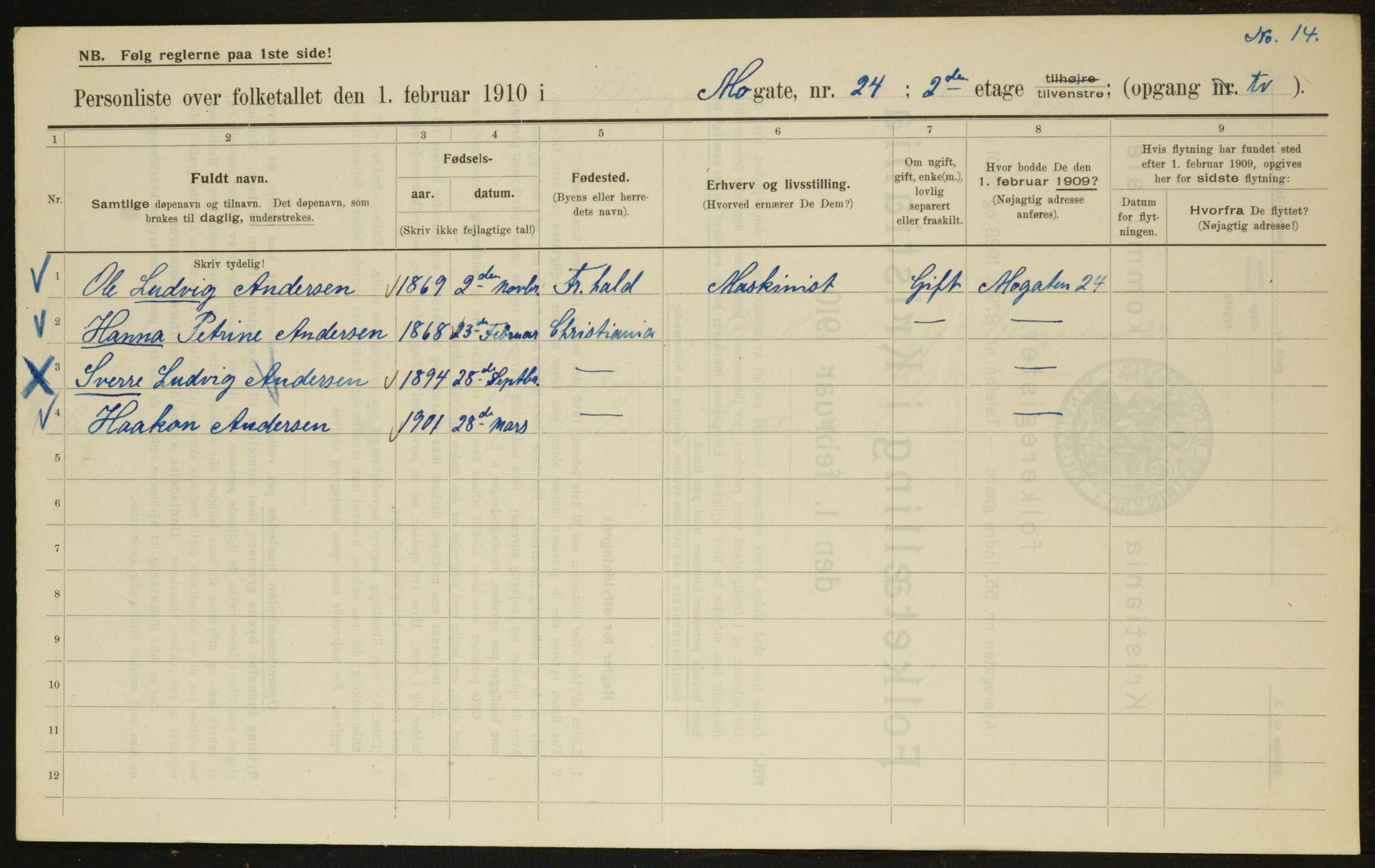 OBA, Kommunal folketelling 1.2.1910 for Kristiania, 1910, s. 63471