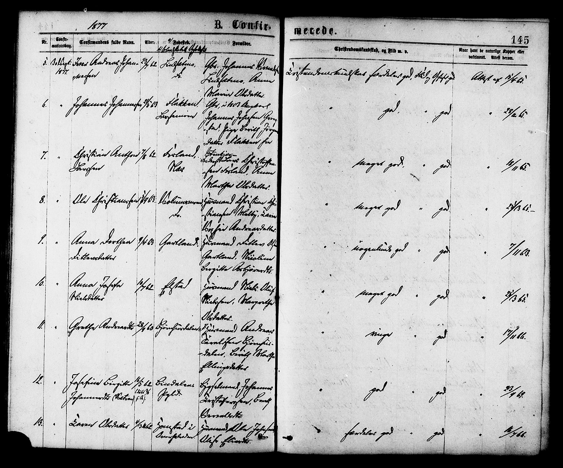 Ministerialprotokoller, klokkerbøker og fødselsregistre - Nord-Trøndelag, SAT/A-1458/758/L0516: Ministerialbok nr. 758A03 /1, 1869-1879, s. 145