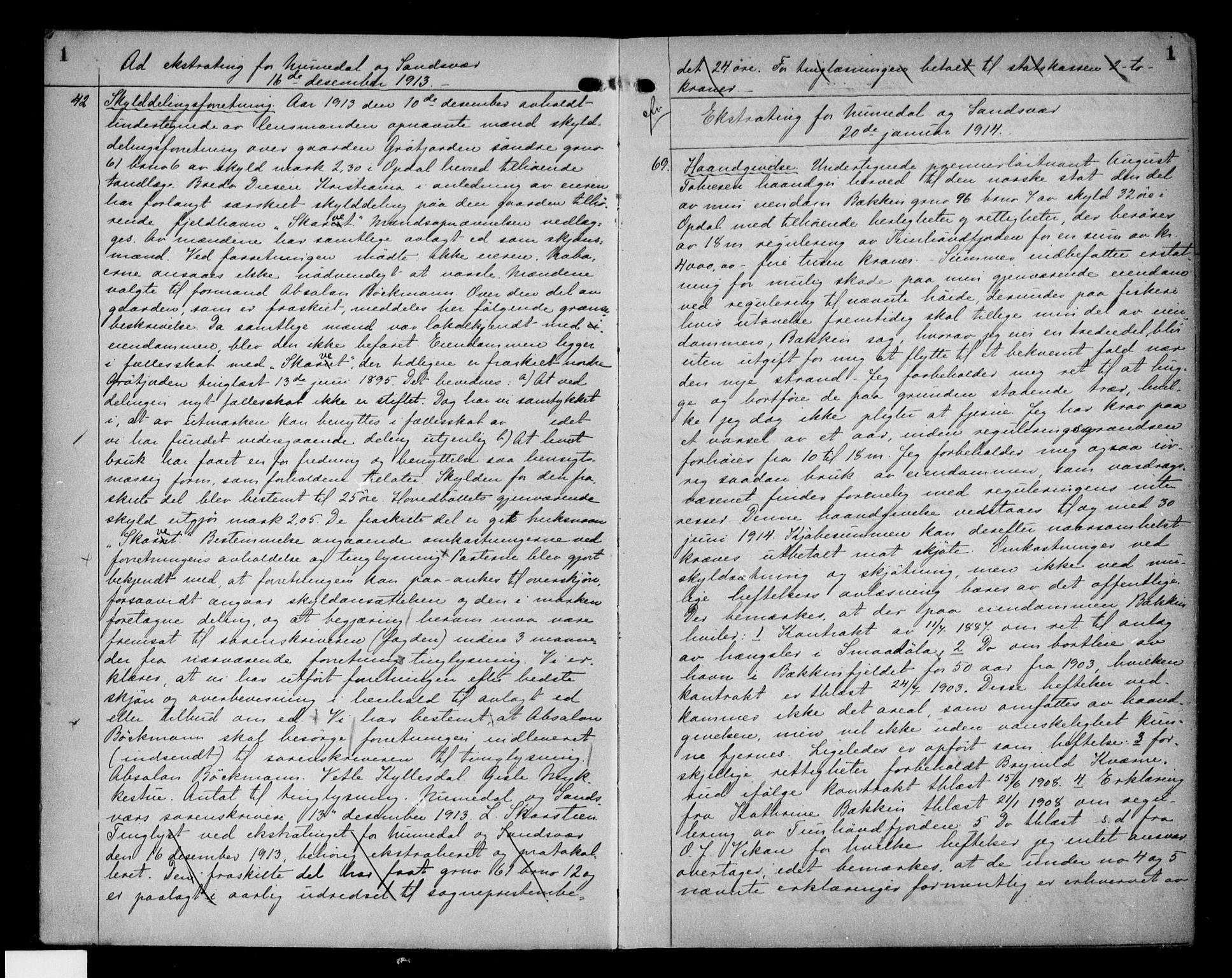 Numedal og Sandsvær sorenskriveri, AV/SAKO-A-128/G/Ga/Gaa/L0035: Pantebok nr. I 35, 1913-1916, s. 1