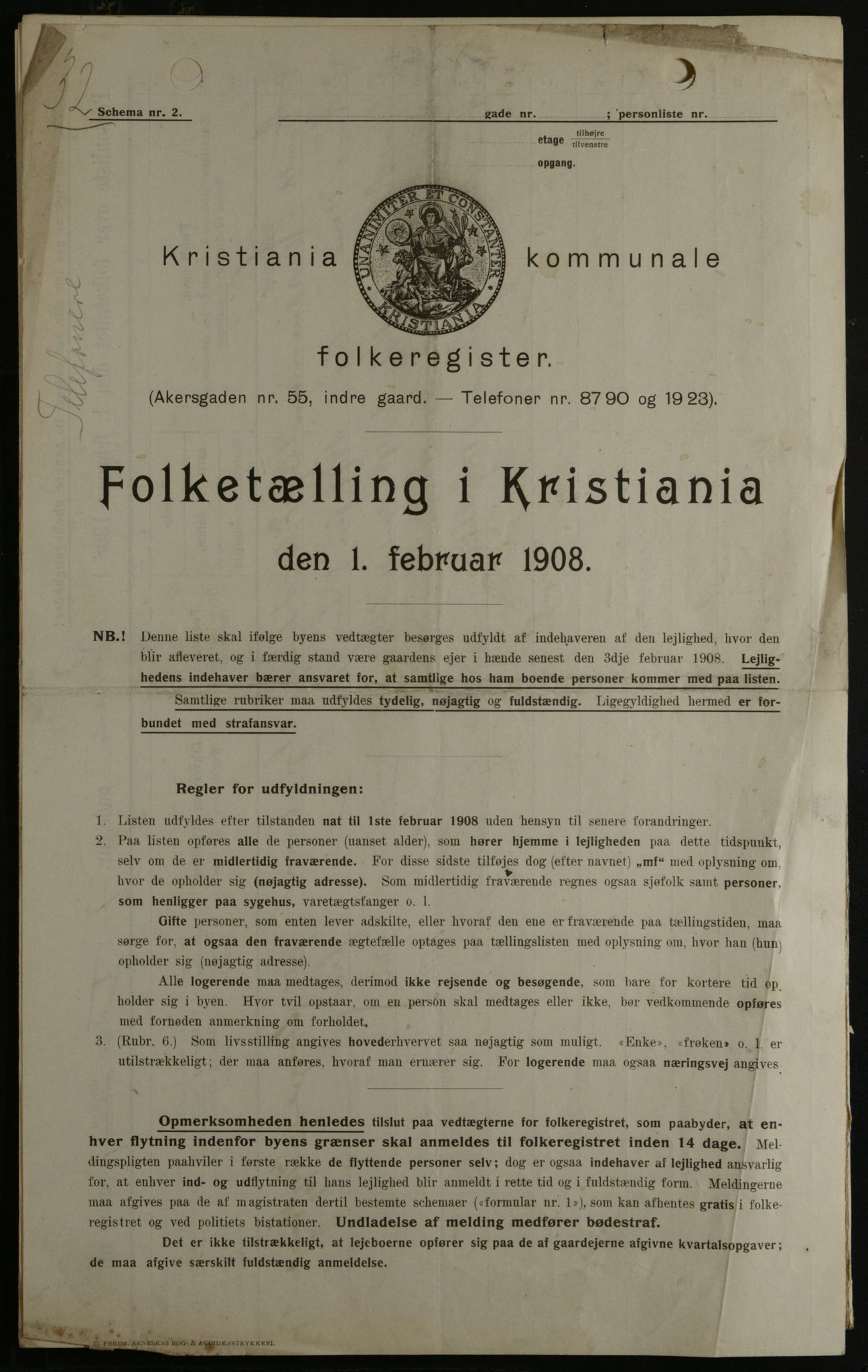 OBA, Kommunal folketelling 1.2.1908 for Kristiania kjøpstad, 1908, s. 3421